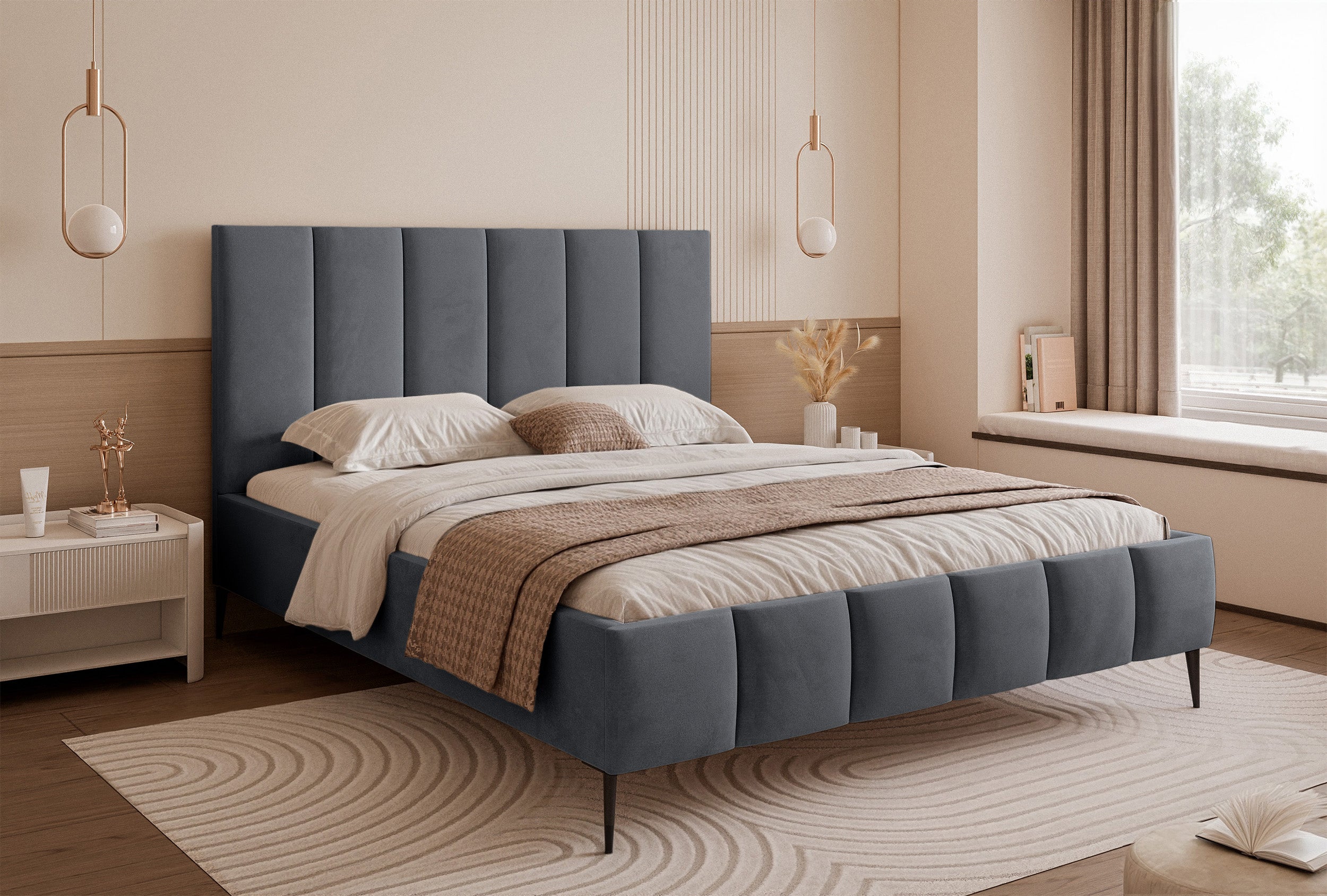 selsey-sarafino-polsterbett-140x200-cm-mit-bettkasten-dunkelgrauer-samt image 2
