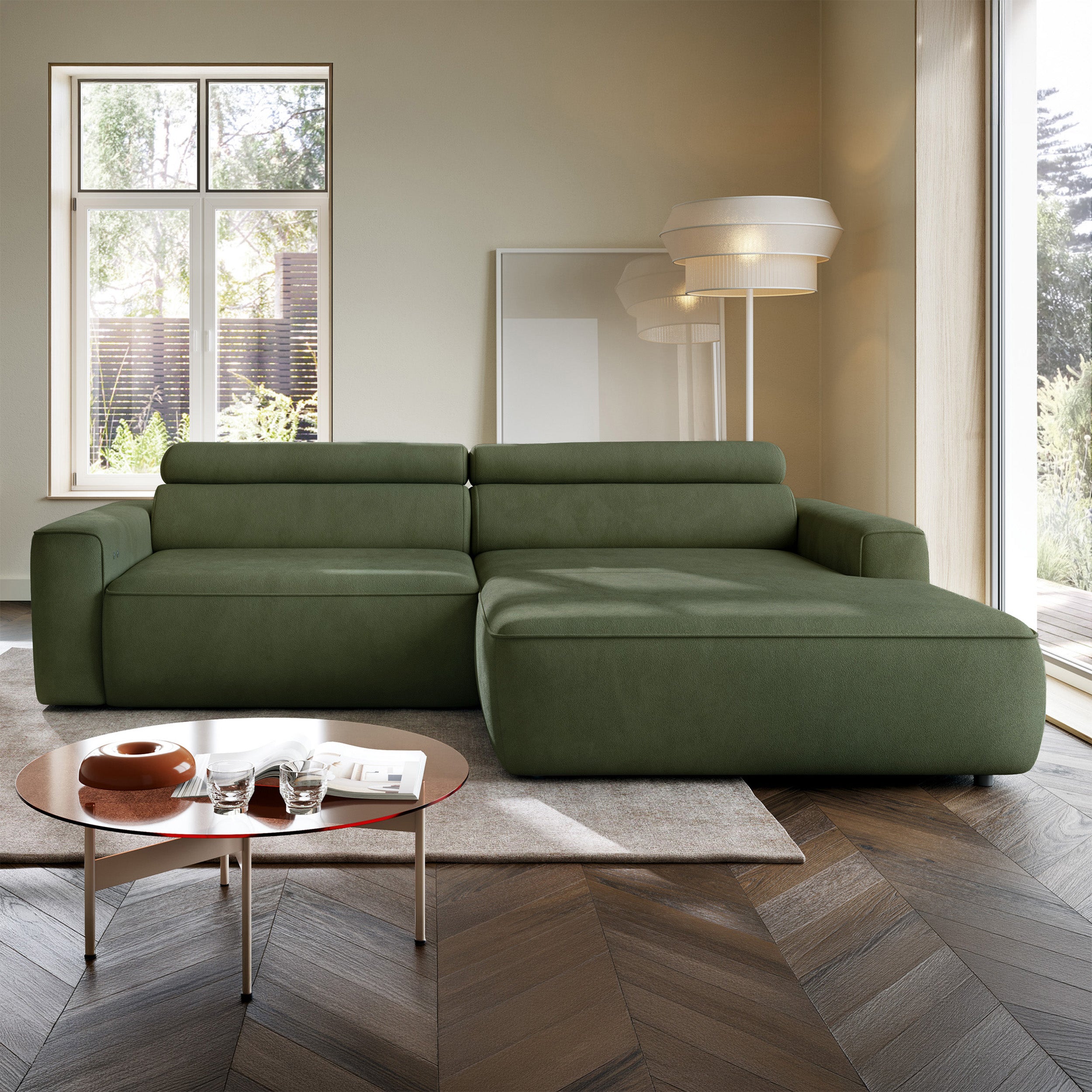 selsey-fando-ecksofa-l-f-rmig-rechts-mit-elektrischem-auszug-salbeigr-ner-samtve image 2