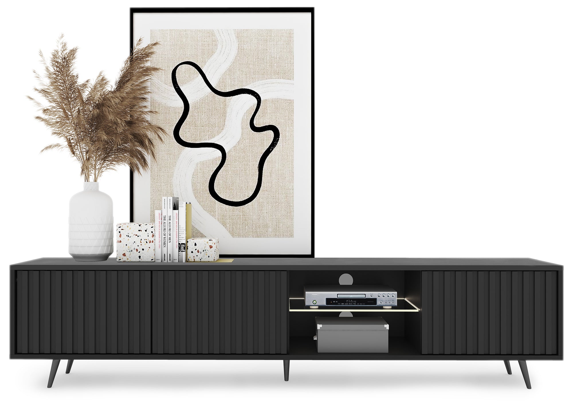 selsey-bello-tv-schrank-175-cm-schwarz-mit-lamellenfront-led-und-schwarzen-beine image 5