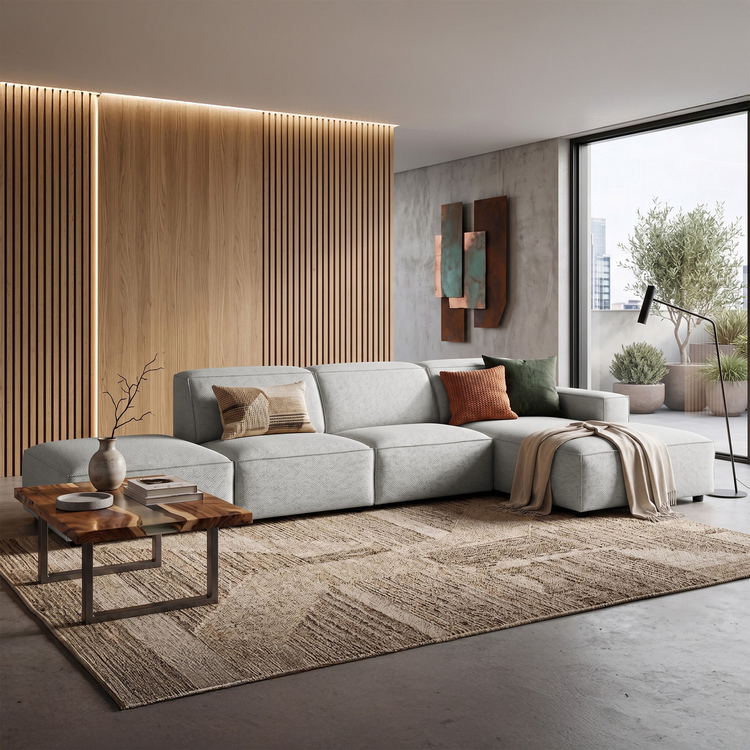 selsey-sellmo-modulares-ecksofa-l-rechts-hellgrau-chenille-mit-pouf image 2