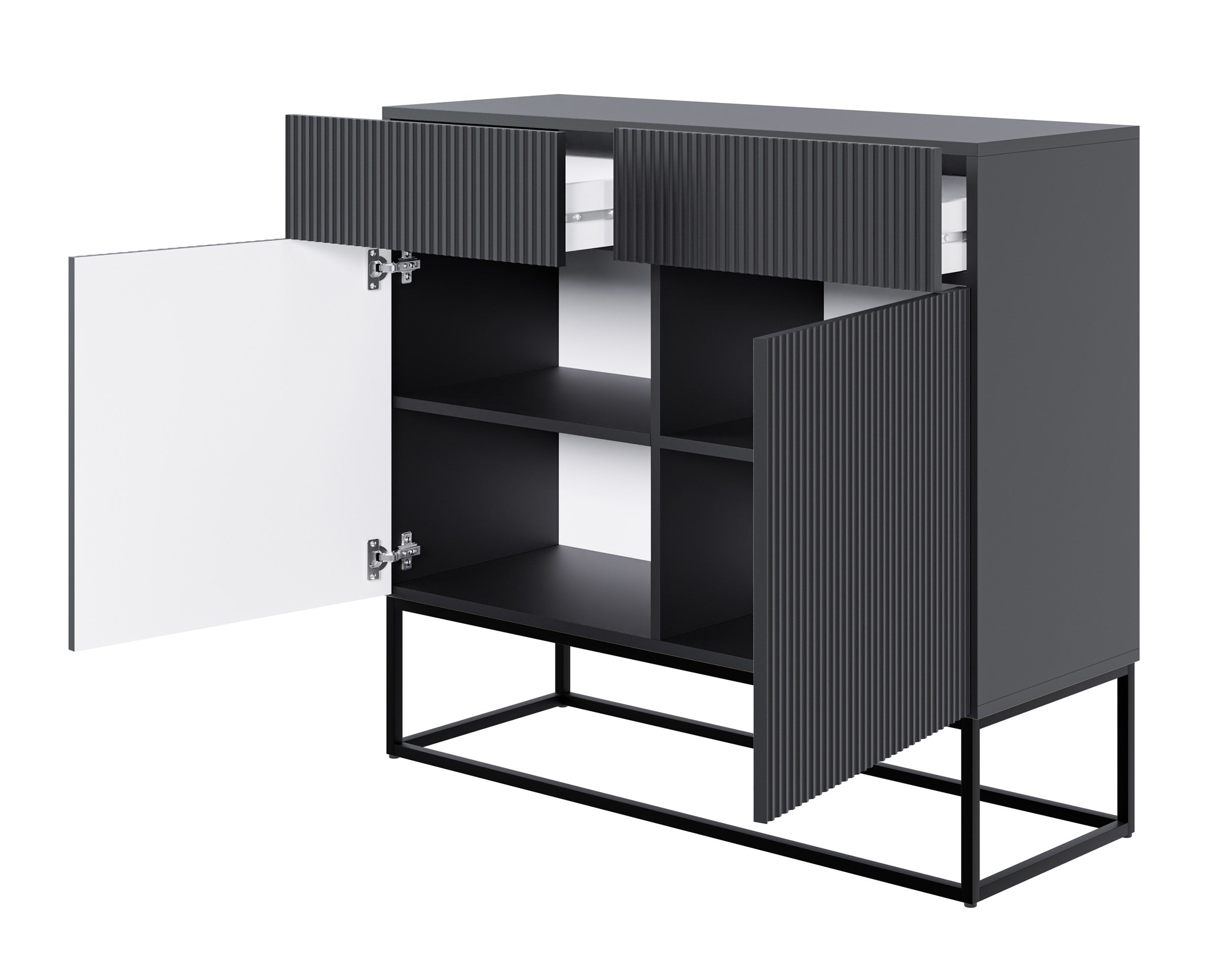 selsey-veldio-zweit-rige-kommode-100-cm-schwarz-mit-gefr-ster-front image 2