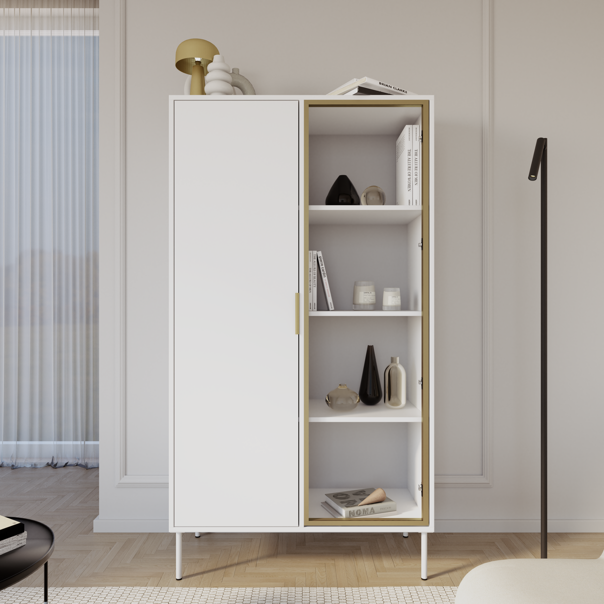 selsey-vena-zweifl-geliger-schrank-mit-glasfront-90-cm-wei image 2