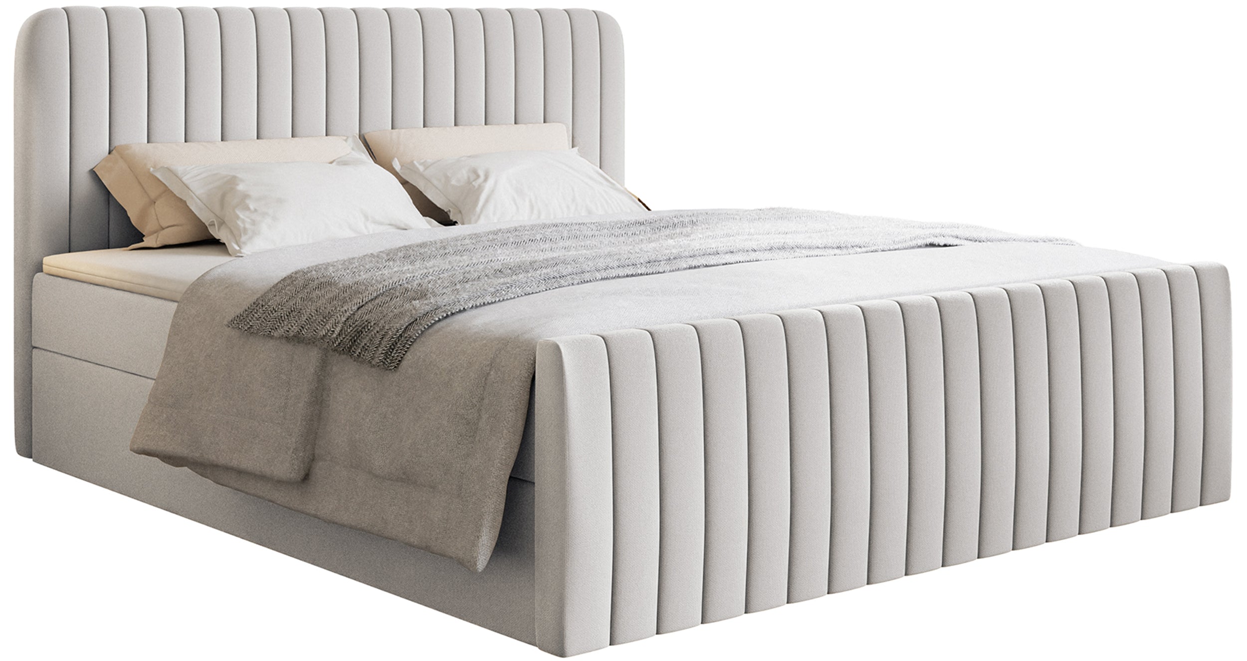 selsey-saliano-kontinentalbett-200x200-cm-hellgrau-chenille-mit-stauraum-und-top image 1