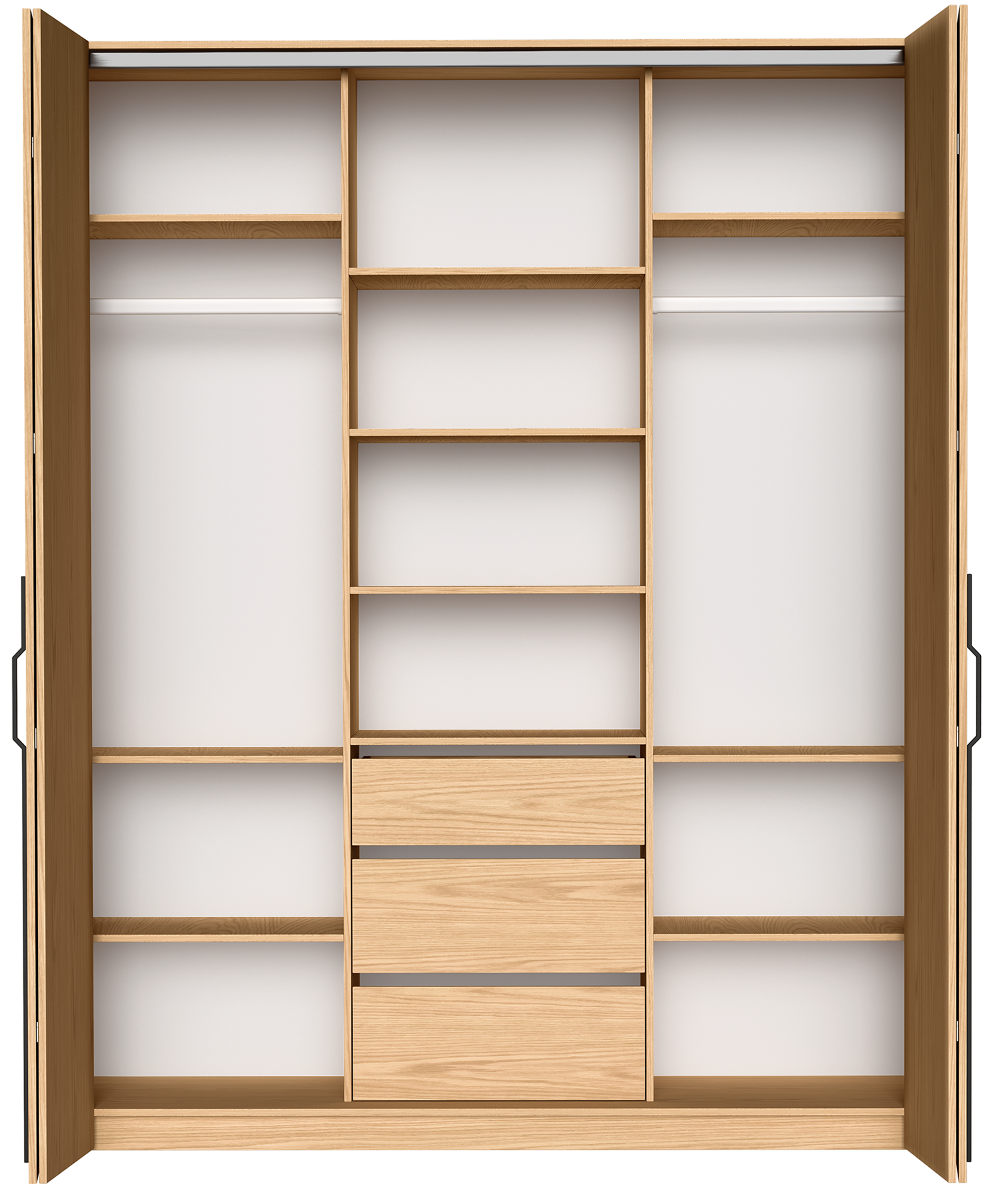 selsey-bari-zweit-rige-garderobe-200-cm-mit-drei-schubladen-eiche-bookmatch image 3