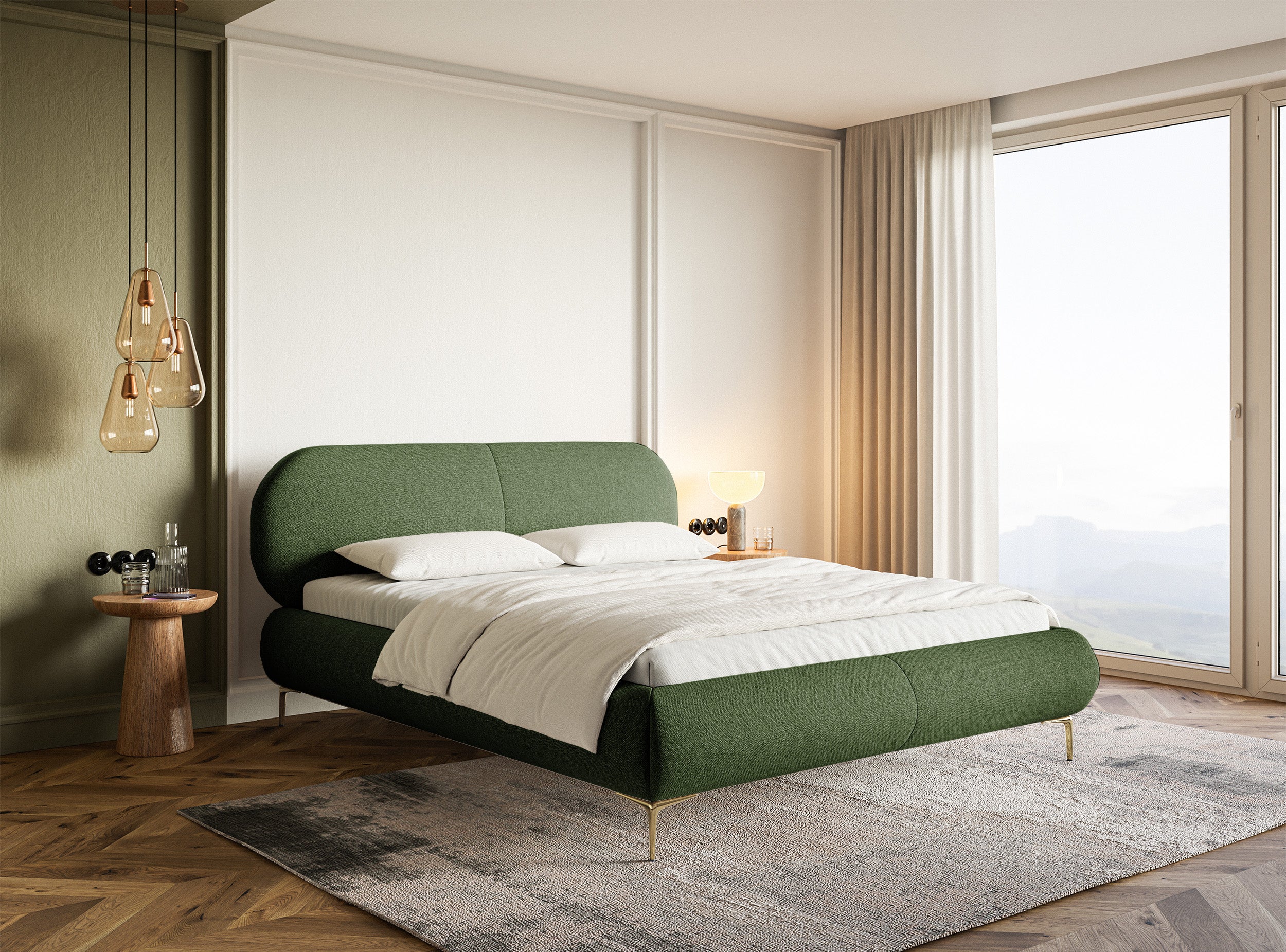 selsey-ovalle-gepolstertes-bett-160x200-cm-olivgr-n-hydrophobe-webung-goldene-be image 3