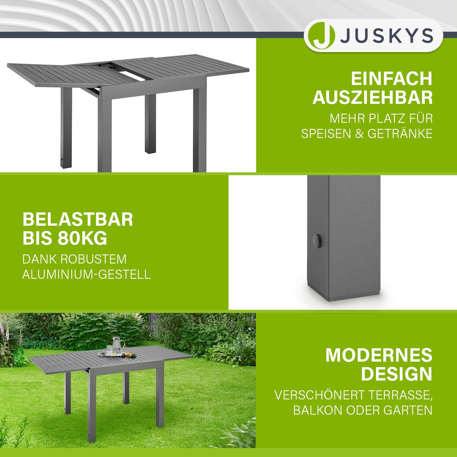 juskys-gartentisch-laki-70x70-cm-grau-ausziehbarer-aluminium-esstisch image 6