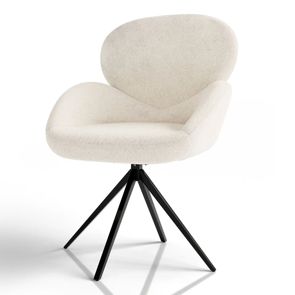 juskys-drehstuhl-albano-boucl-creme-esszimmerstuhl-360 image 1