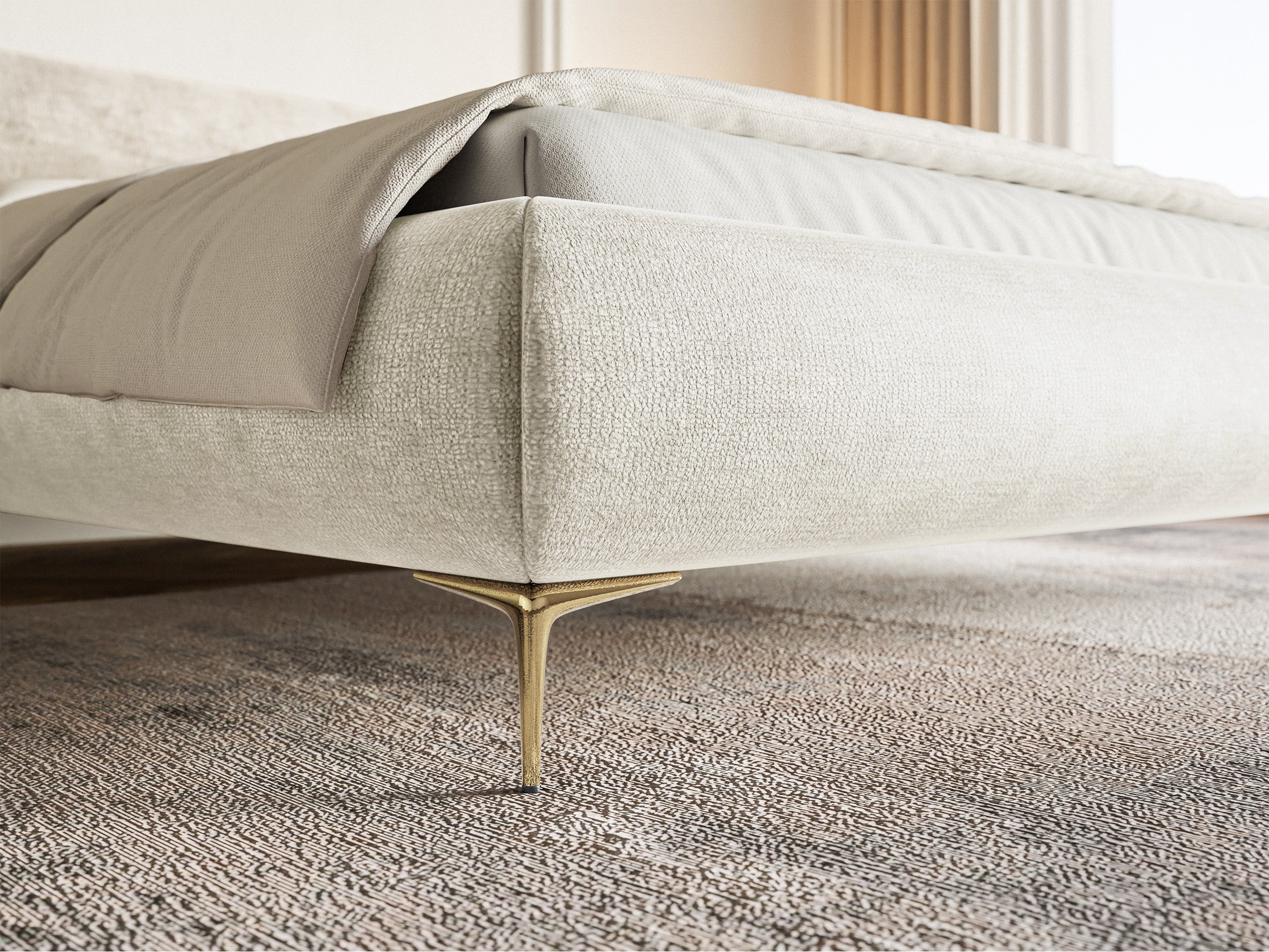 selsey-roule-polsterbett-160x200-cm-mit-stauraum-hellbeige-chenille-goldene-bein image 4