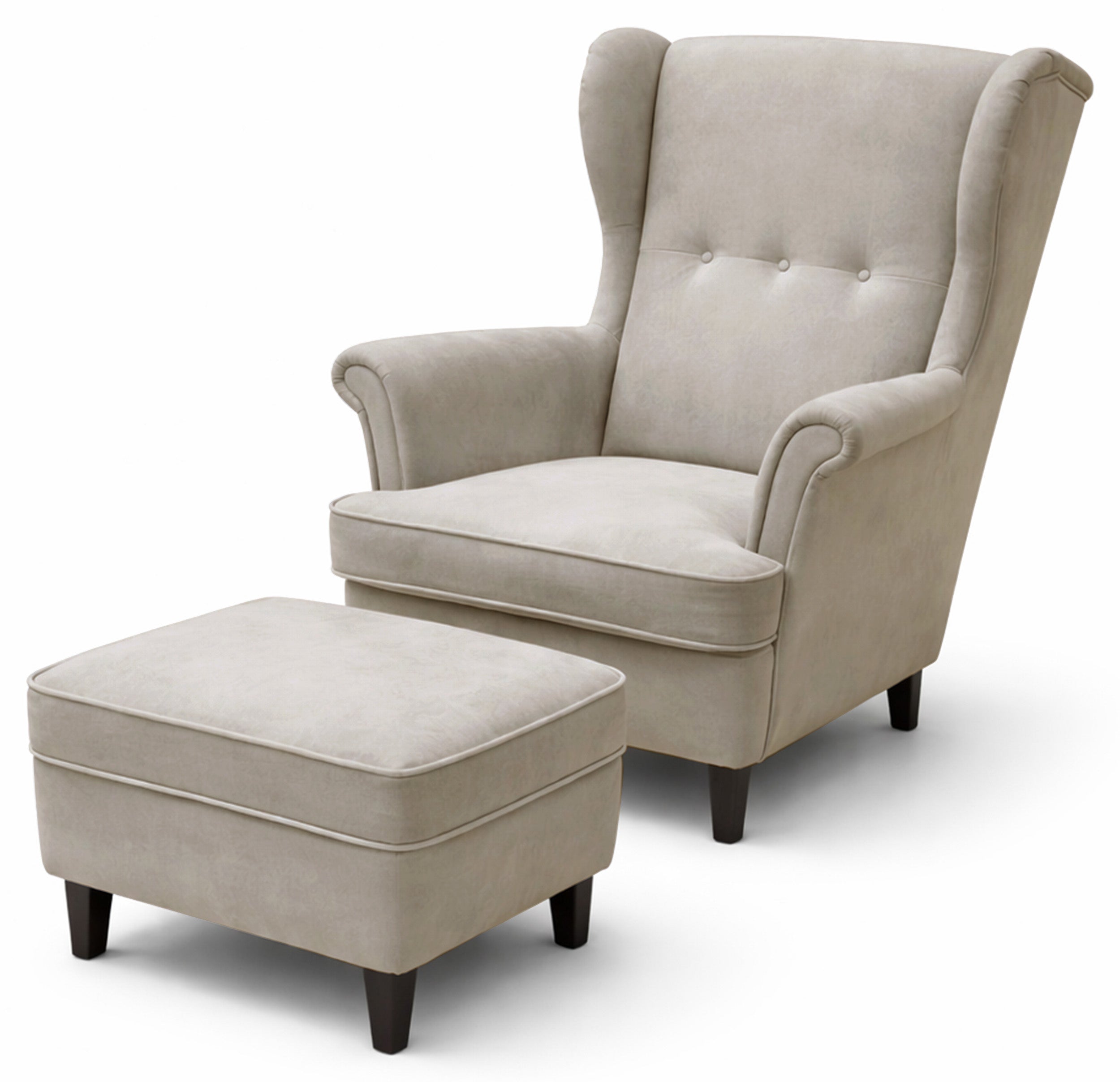selsey-malmello-ohrensessel-mit-fu-hocker-beige-samt-schwarze-beine image 1