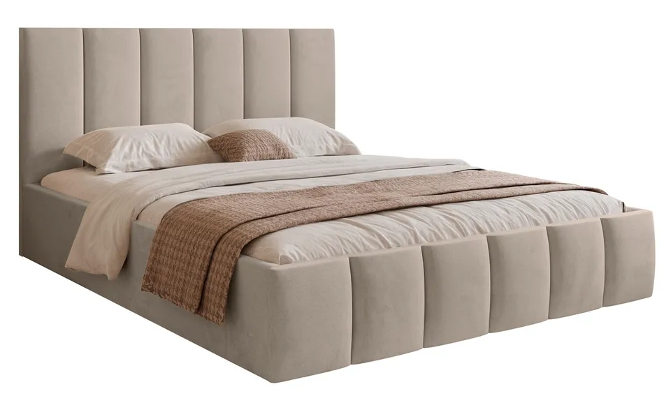 selsey-sarafino-polsterbett-160x200-cm-mit-bettkasten-grau-beige-samt image 1
