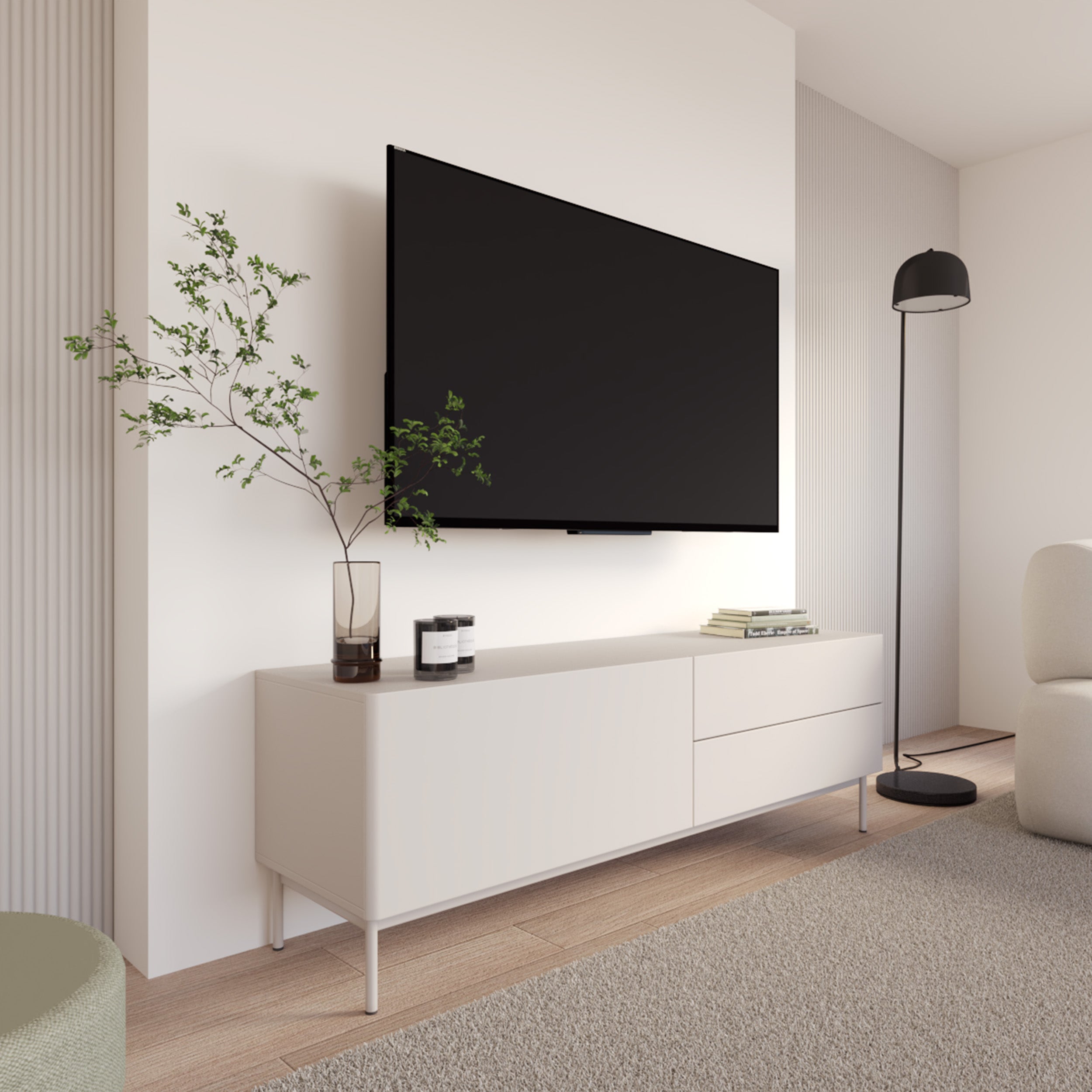 selsey-olio-tv-schrank-160-cm-mit-klappe-und-zwei-schubladen-kaschmir image 3