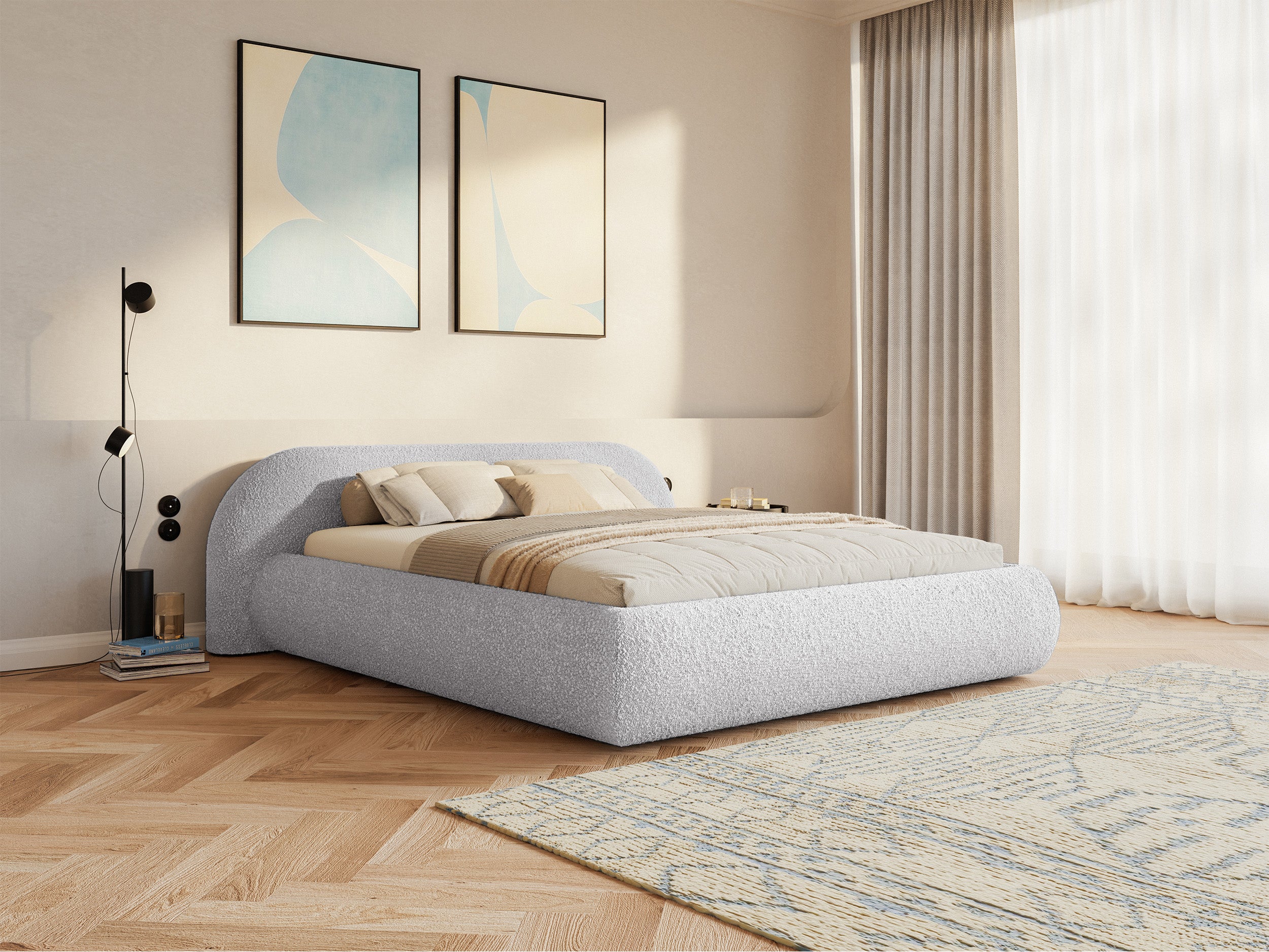 selsey-polsterbett-shels-low-160x200-cm-mit-stauraum-hellgrauer-boucl-stoff-meta image 2