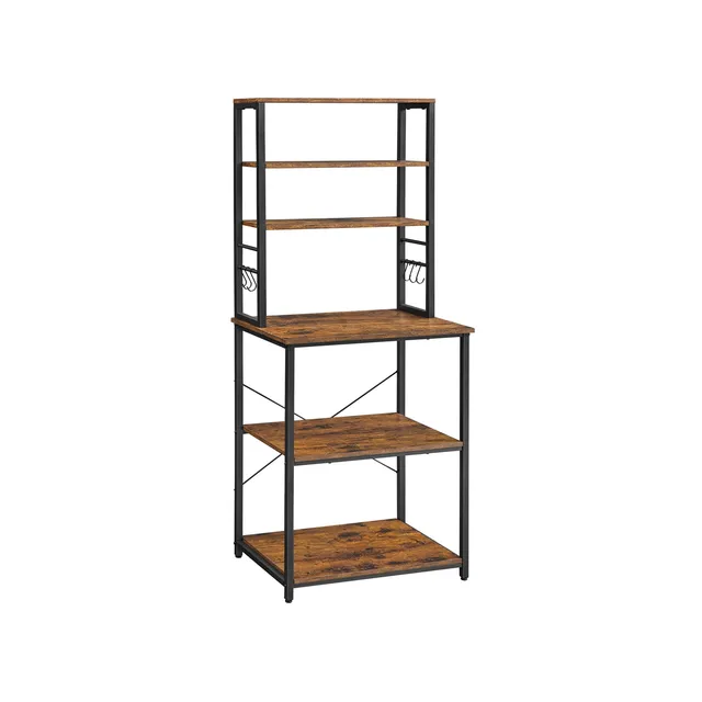 vasagle-k-chenregal-40-x-60-x-167-cm-standregal-4-ablagen-vintagebraun-schwarz image 1