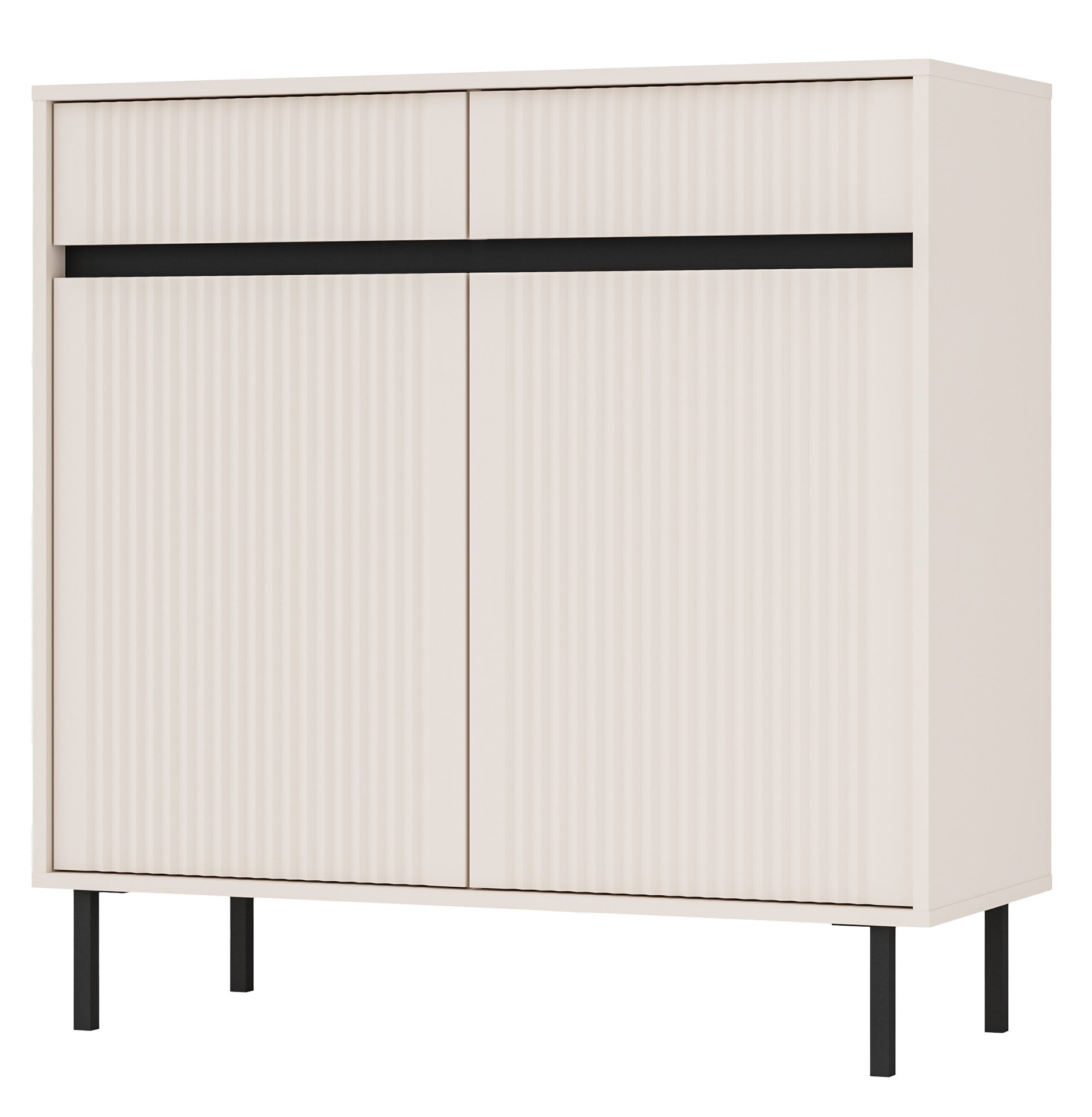 selsey-osaka-kommode-100-cm-zweit-rig-mit-zwei-schubladen-sandbeige-mit-schwarze image 1