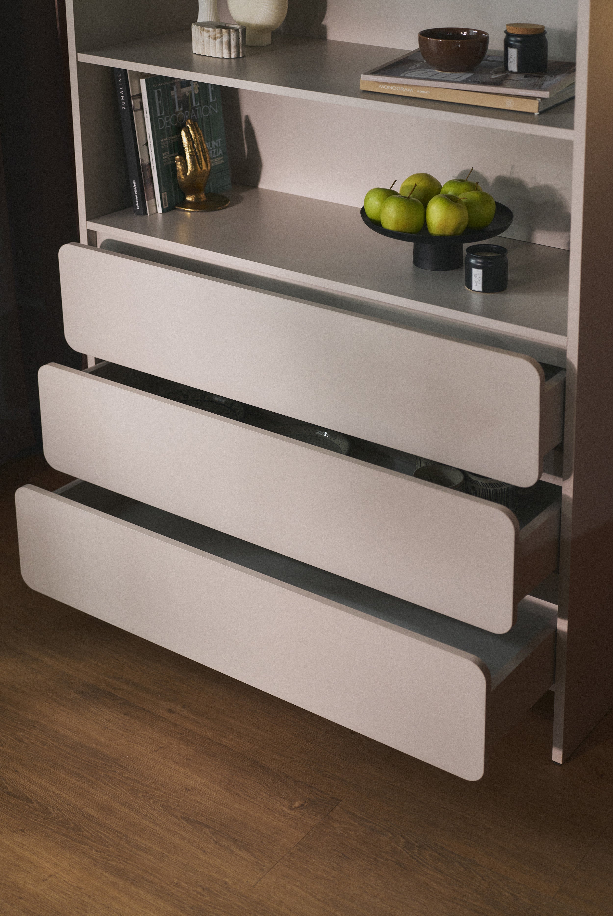 selsey-lummo-regal-100-cm-mit-drei-schubladen-kaschmir image 8