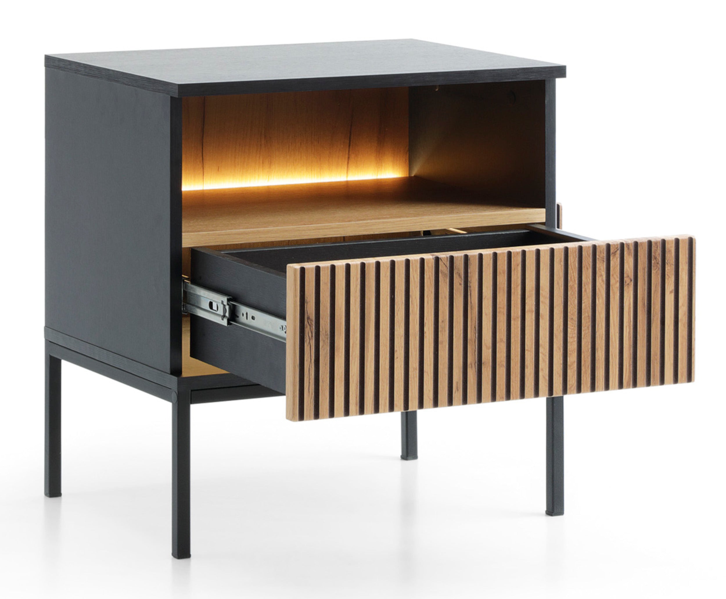 selsey-tosena-nachttisch-54-cm-schwarz-wotan-eiche-mit-schublade-und-led image 5