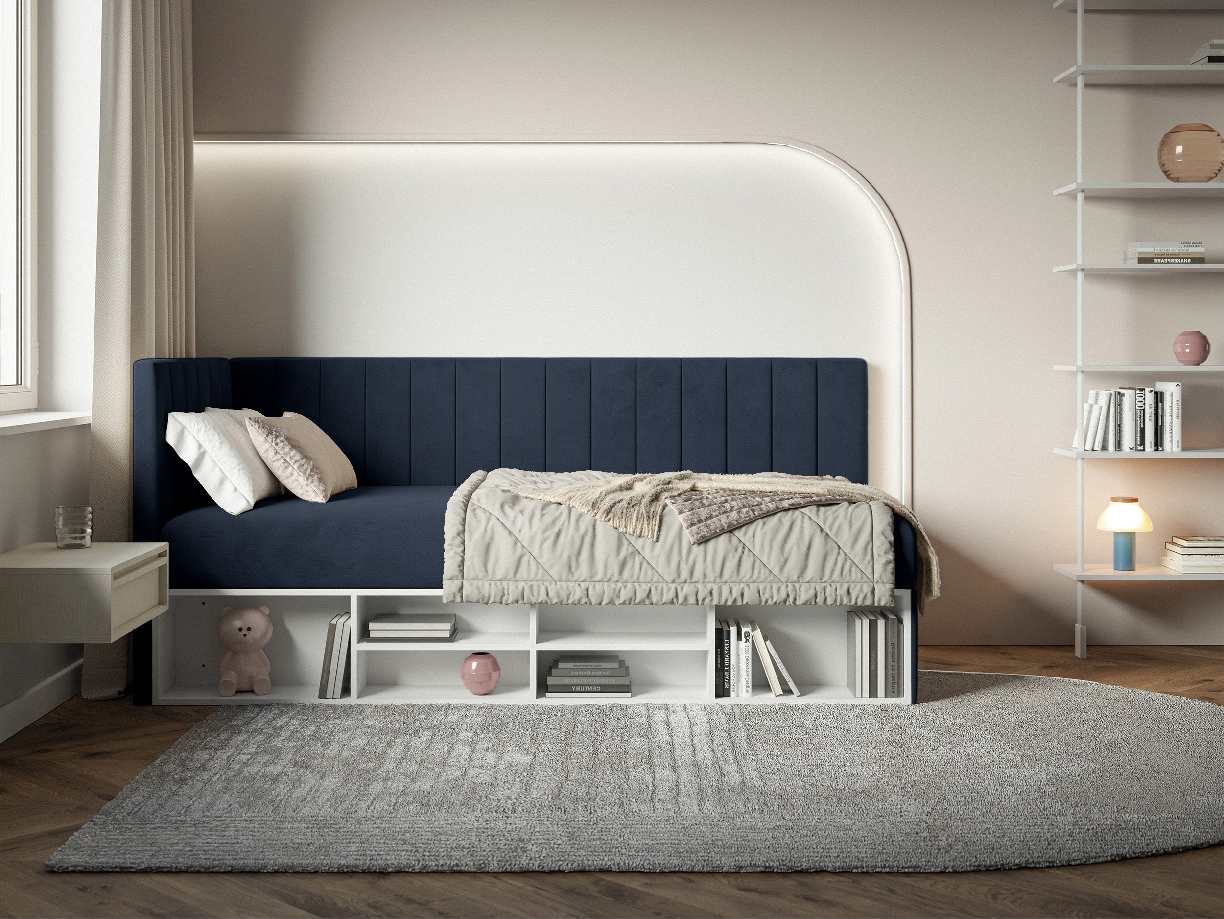 selsey-ventrio-jugendbett-90x200-cm-linksseitig-marineblau-velours-wasserabweise image 3