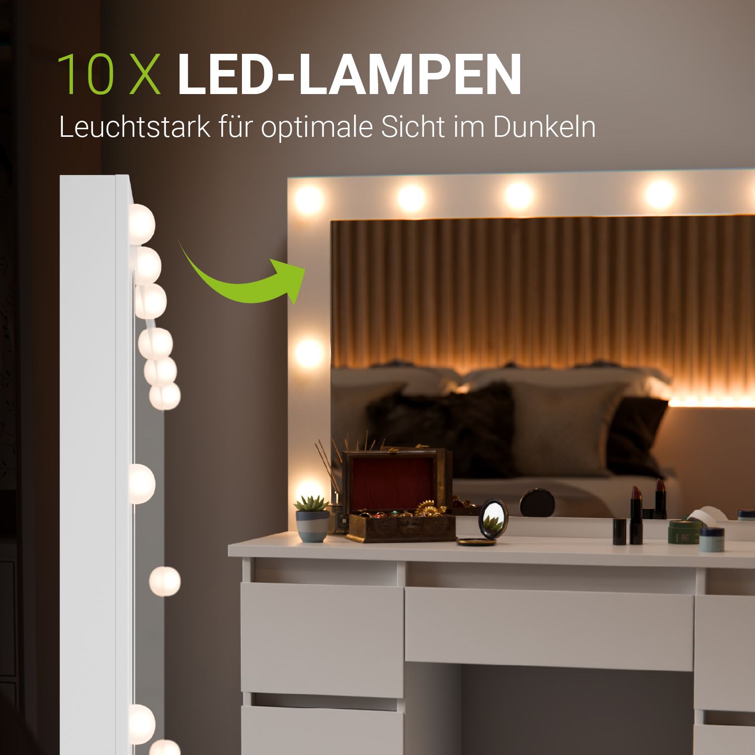 juskys-schminktisch-lilia-wei-mit-spiegel-led-und-7-schubladen image 3