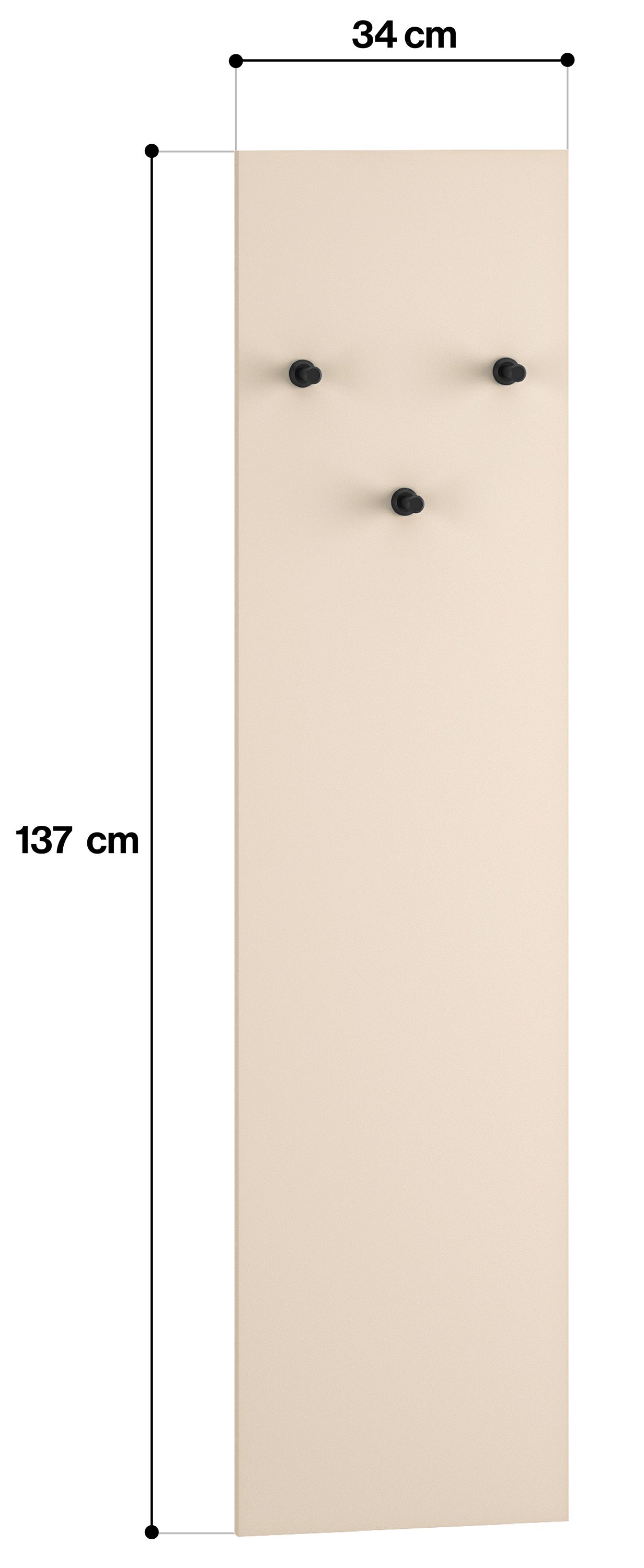 selsey-caletto-wandhaken-34-cm-beige-mit-3-schwarzen-haken image 4