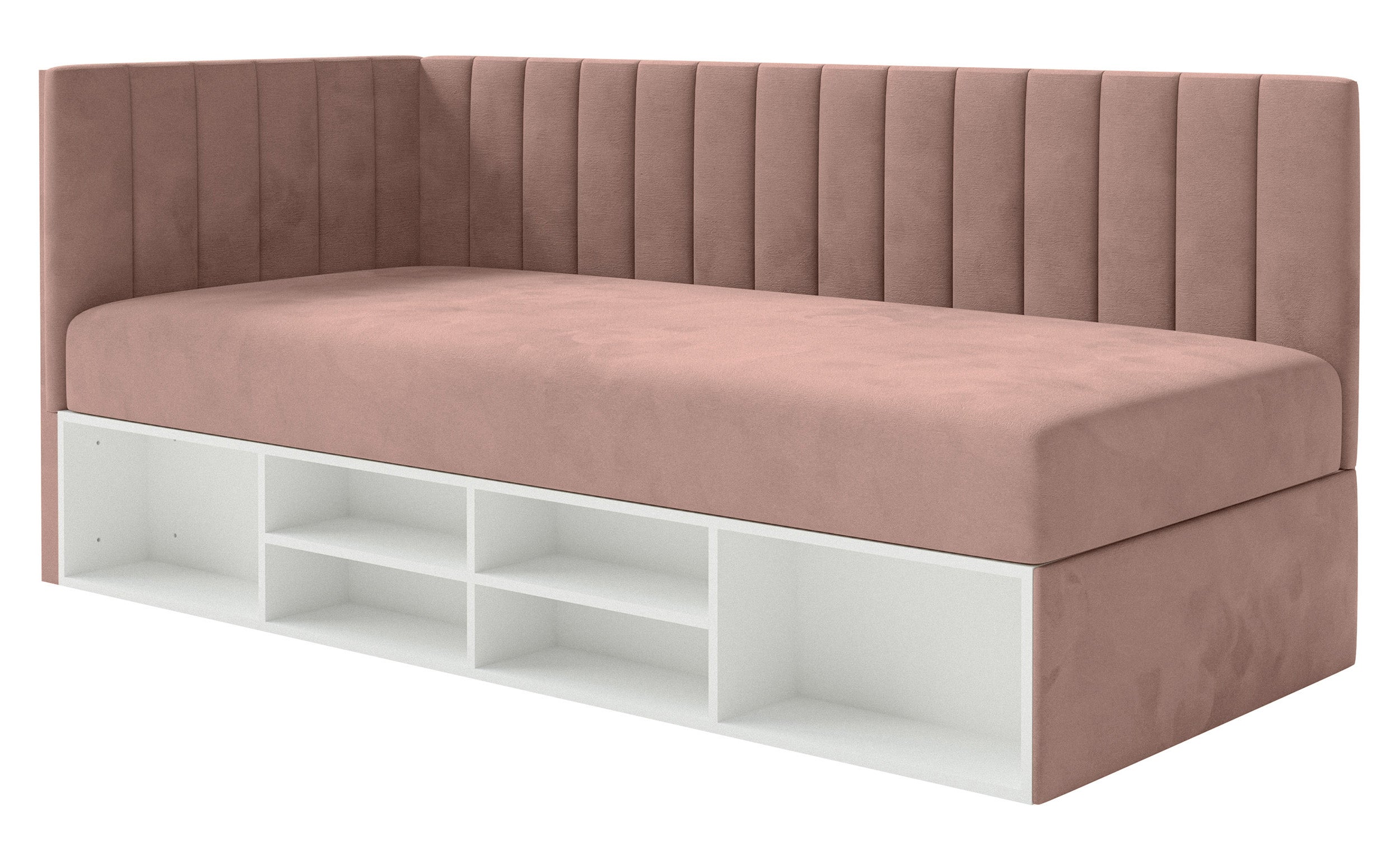 selsey-ventrio-jugendbett-90x200-cm-links-hellrosa-velours-mit-stauraum image 1