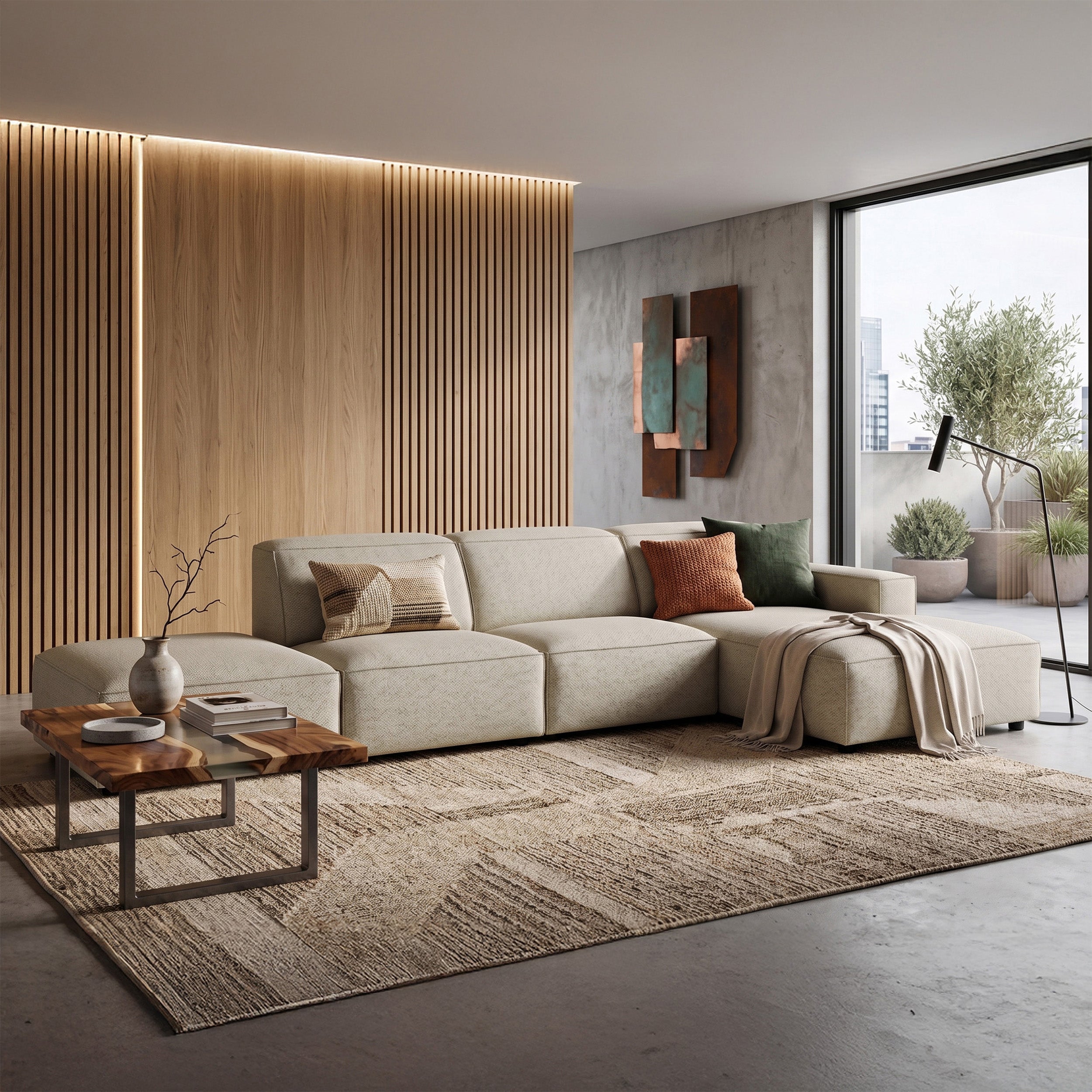 selsey-sellmo-modulares-ecksofa-l-f-rmig-rechts-mit-hocker-grau-beige-hydrophobe image 2