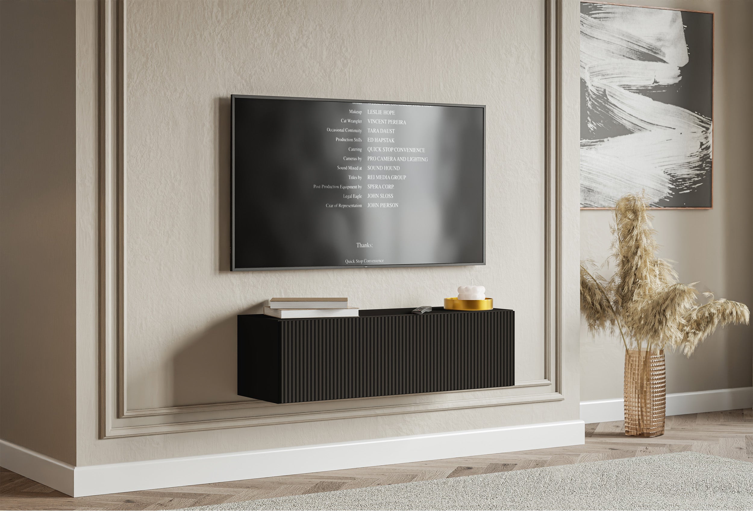 selsey-veldio-h-ngender-rtv-schrank-100-cm-1-t-r-gerillte-front-schwarz image 1