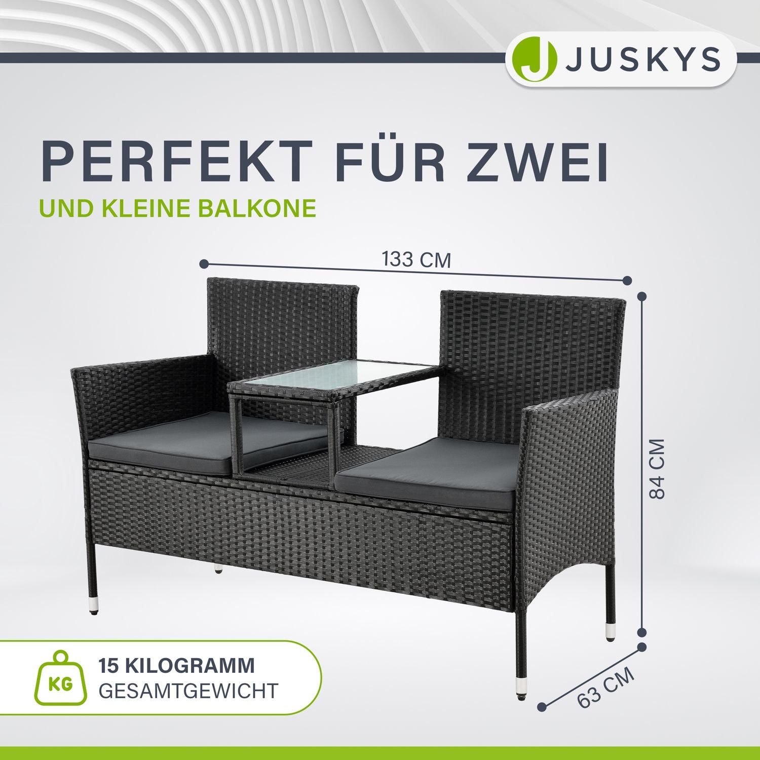 juskys-polyrattan-sitzbank-monaco-2-sitzer-schwarz-mit-tisch image 3