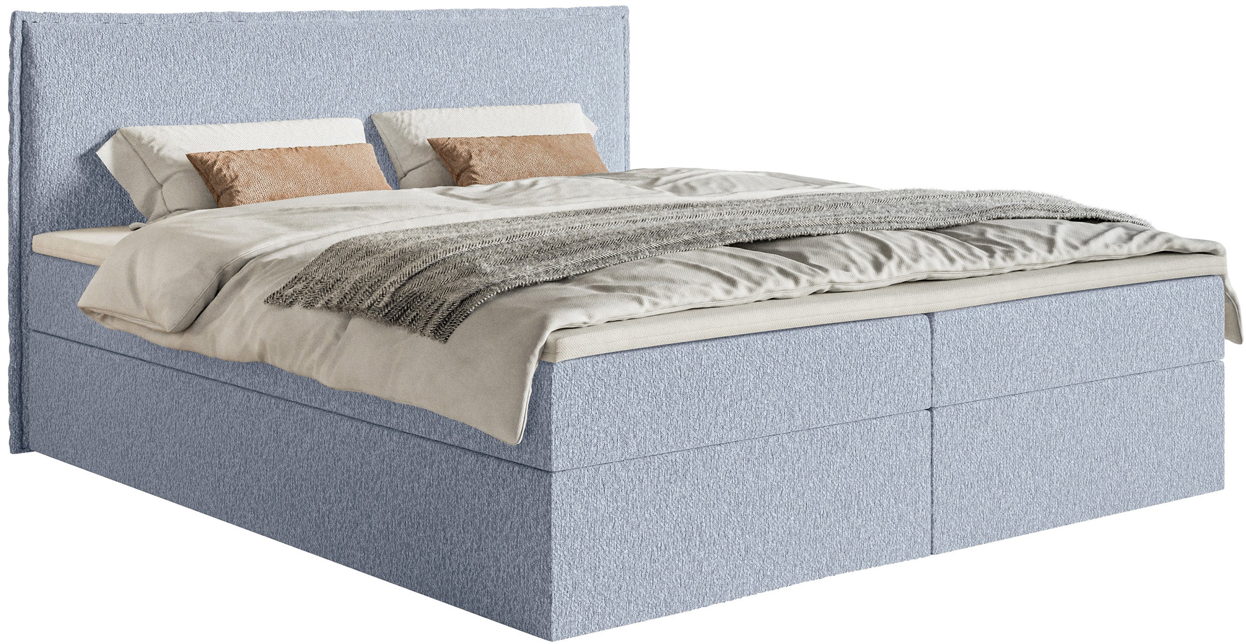 selsey-softie-kontinentalbett-140x200-cm-hellblaue-chenille-mit-stauraum-und-top image 1