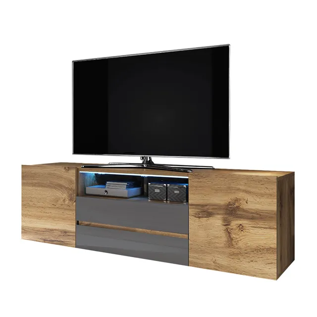 selsey-bros-tv-schrank-wotan-eiche-grau-hochglanz-mit-beleuchtung image 1