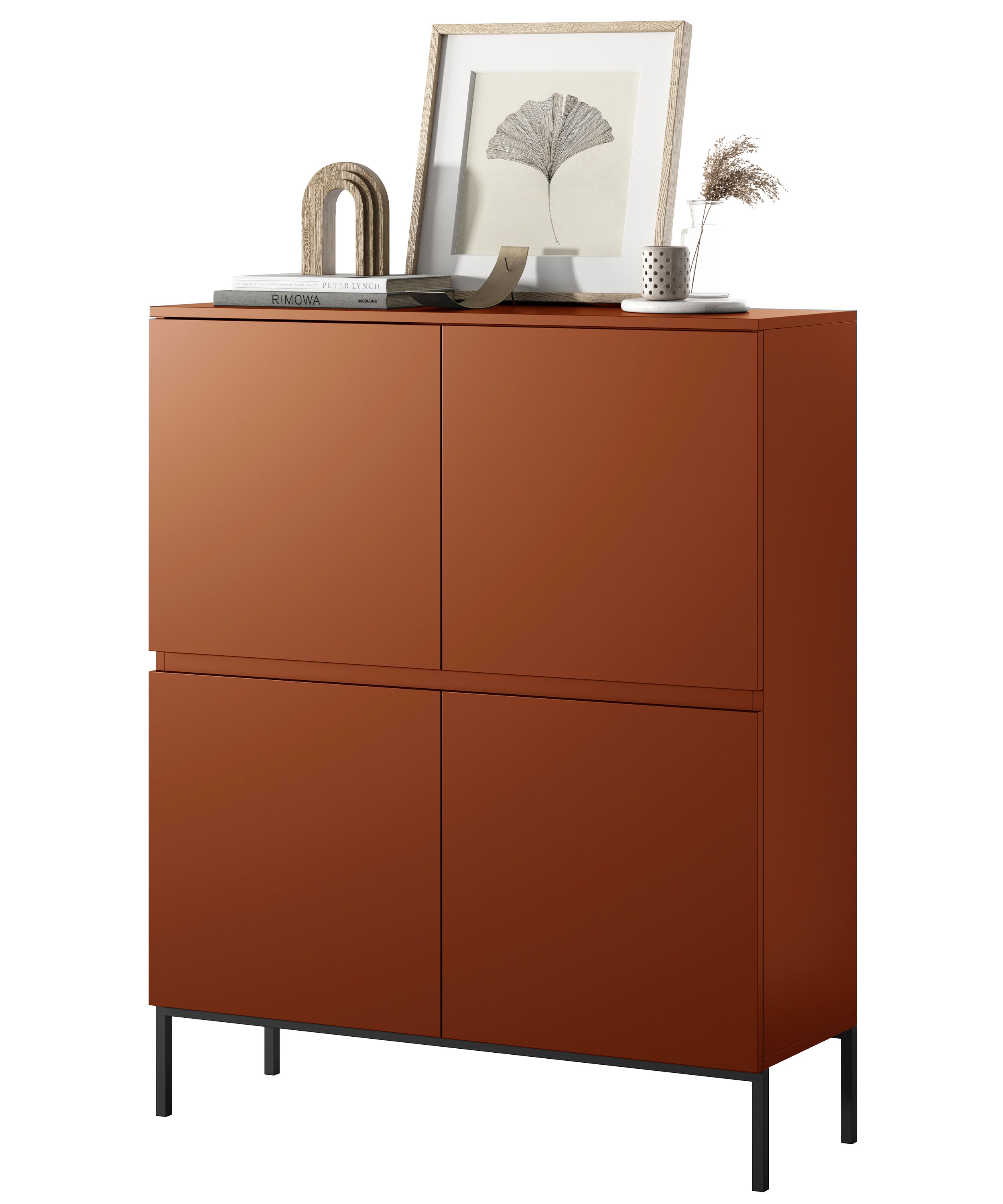 selsey-bemmi-hohe-kommode-100-cm-ziegelrot-eichenholz-mit-stahlbeinen image 6
