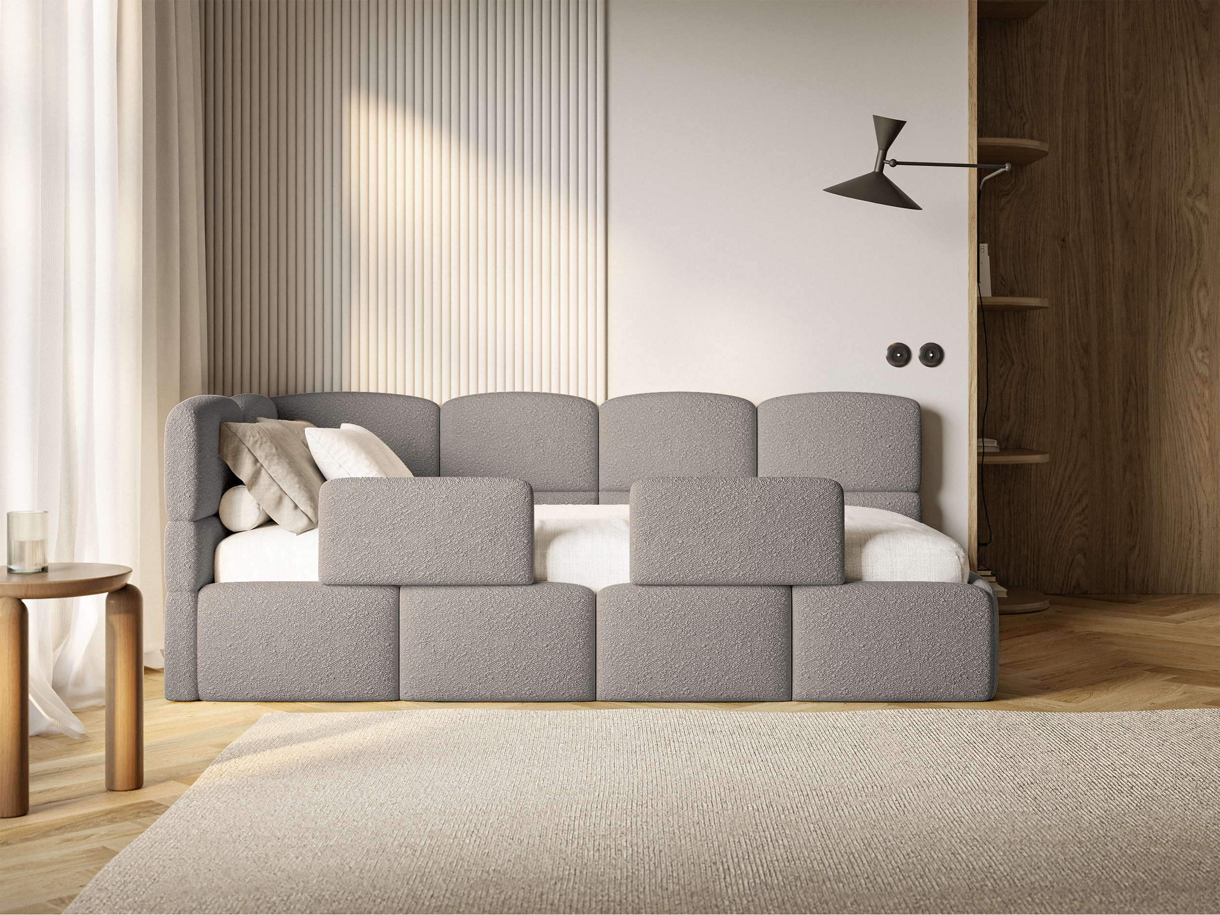 selsey-cloudy-jugendbett-90x200-cm-linksseitig-mit-stauraum-grauer-boucl image 2