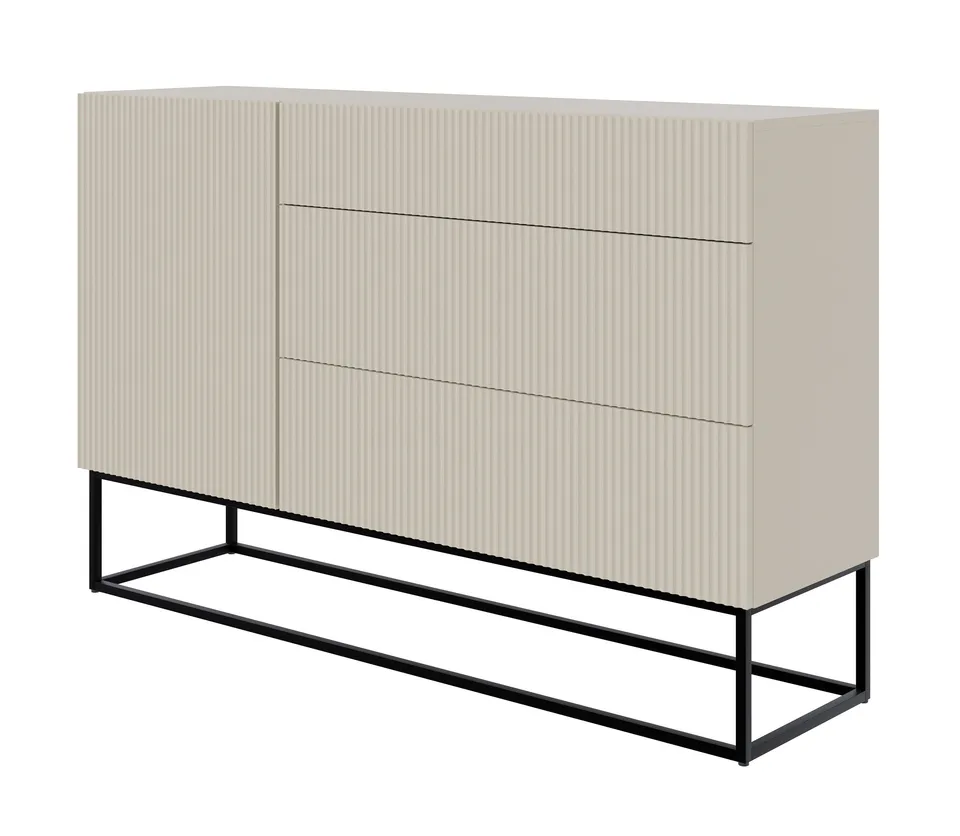 selsey-veldio-einzelt-r-kommode-140-cm-grau-beige-mit-3-schubladen image 1