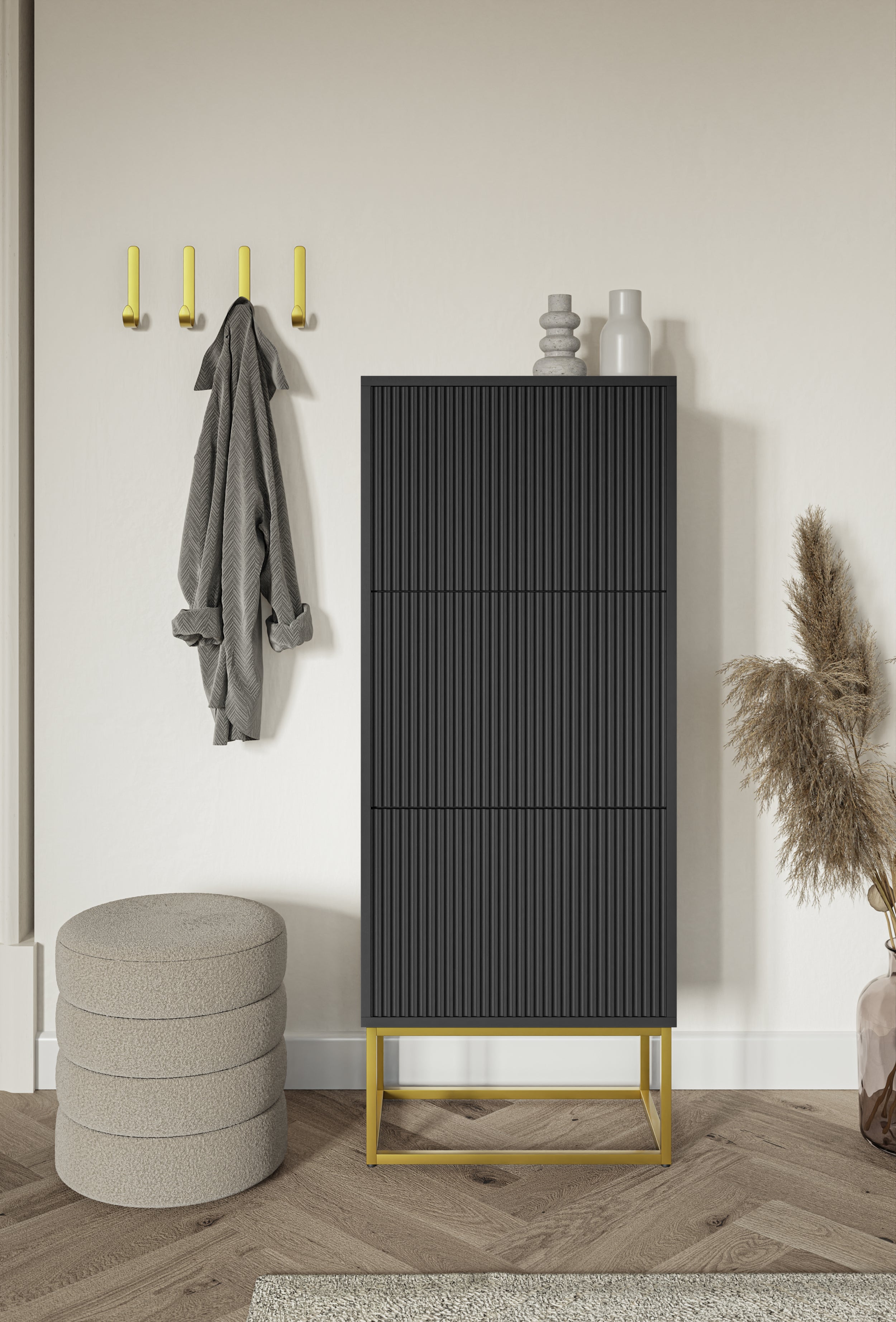 selsey-veldio-schuhschrank-mit-3-f-chern-50-cm-schwarz-mit-goldenen-beinen image 3