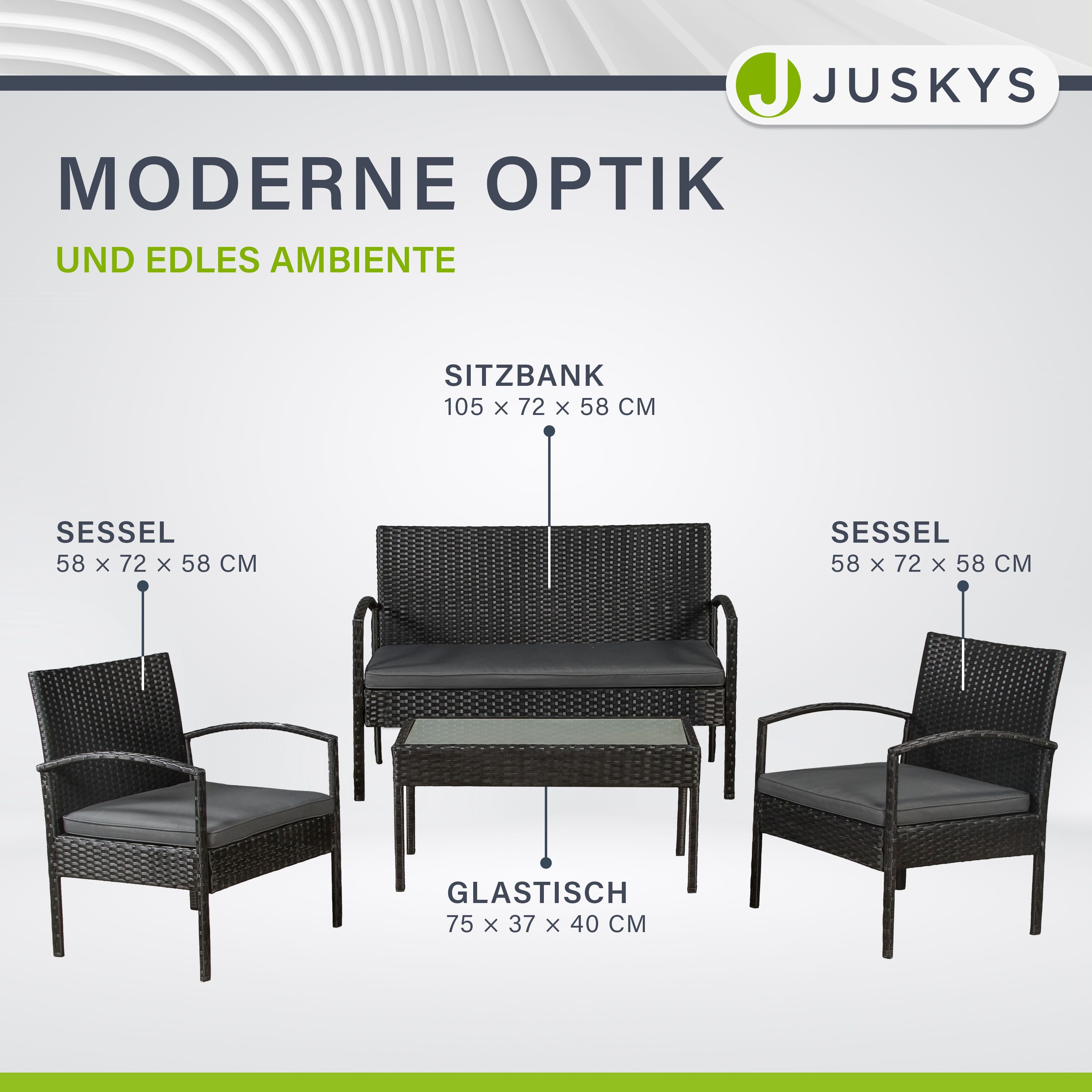 juskys-polyrattan-sitzgruppe-trinidad-4-teilig-f-r-4-personen-schwarz-grau image 7