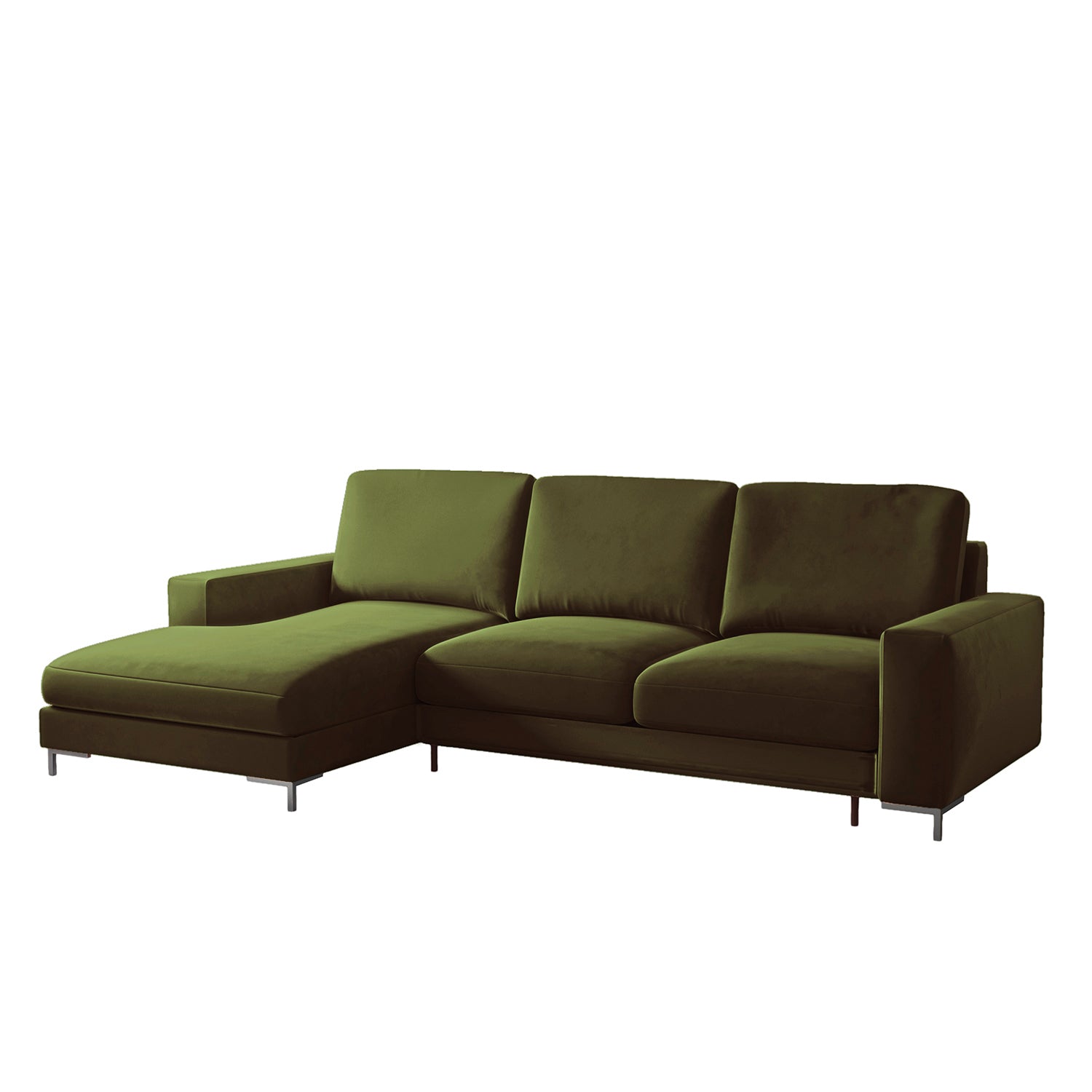 selsey-mokpeo-ecksofa-l-links-mit-schlaffunktion-olivfarbener-samt-2-stauraumf-c image 1