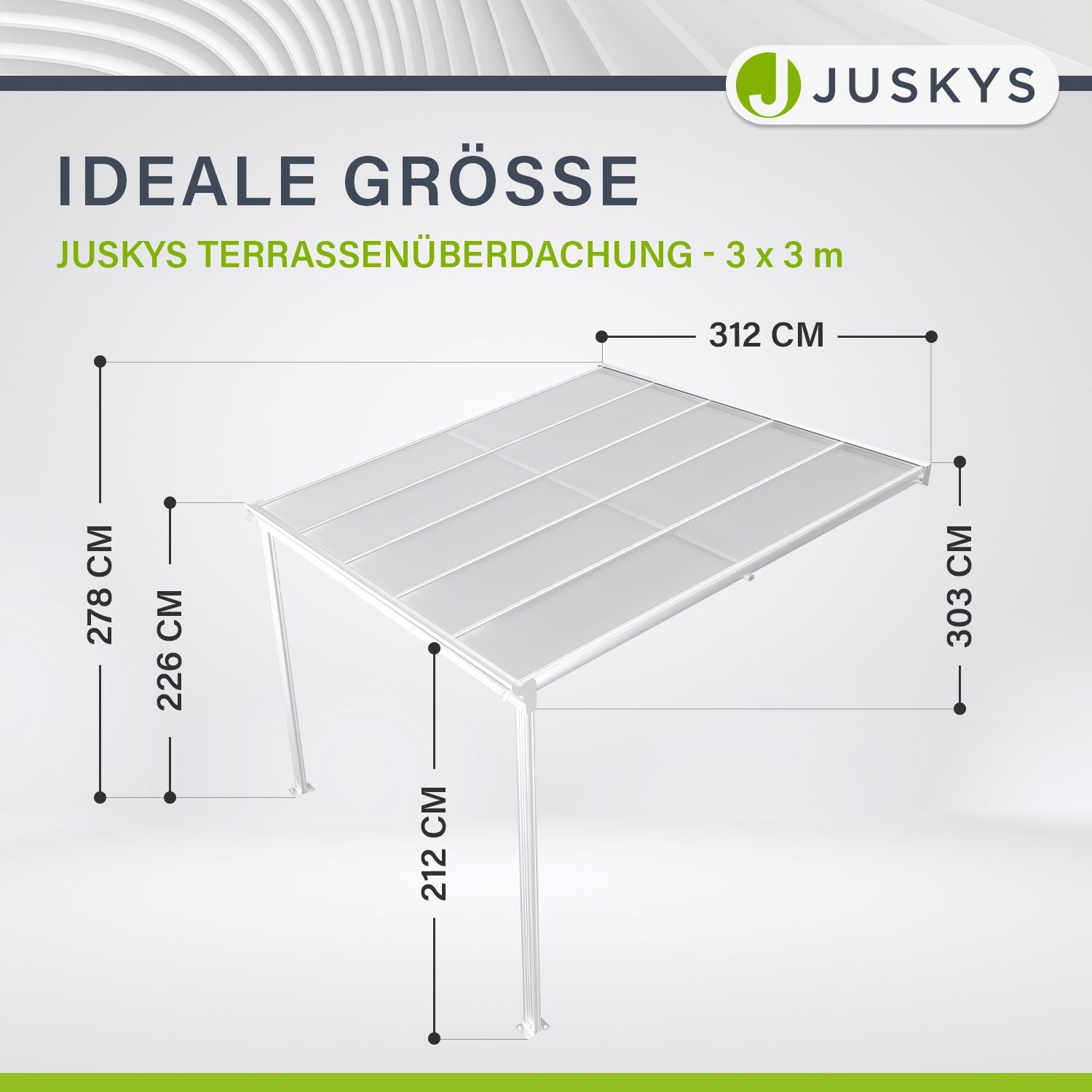 juskys-terrassen-berdachung-borneo-3-x-3-m-aluminium-terrassendach-wei image 2