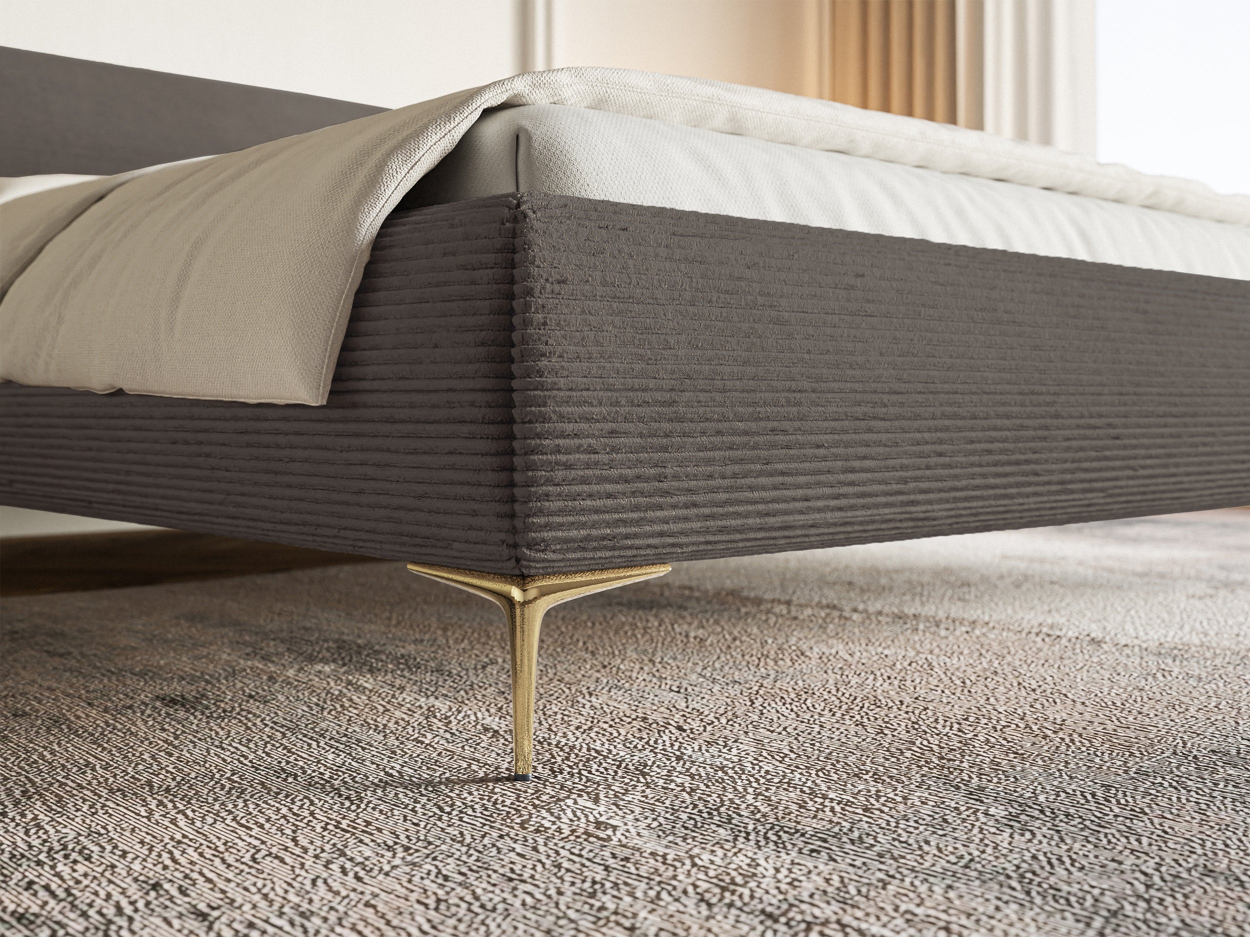 selsey-roule-cord-gepolstertes-bett-160x200-cm-grauer-cordstoff-mit-goldenen-bei image 5