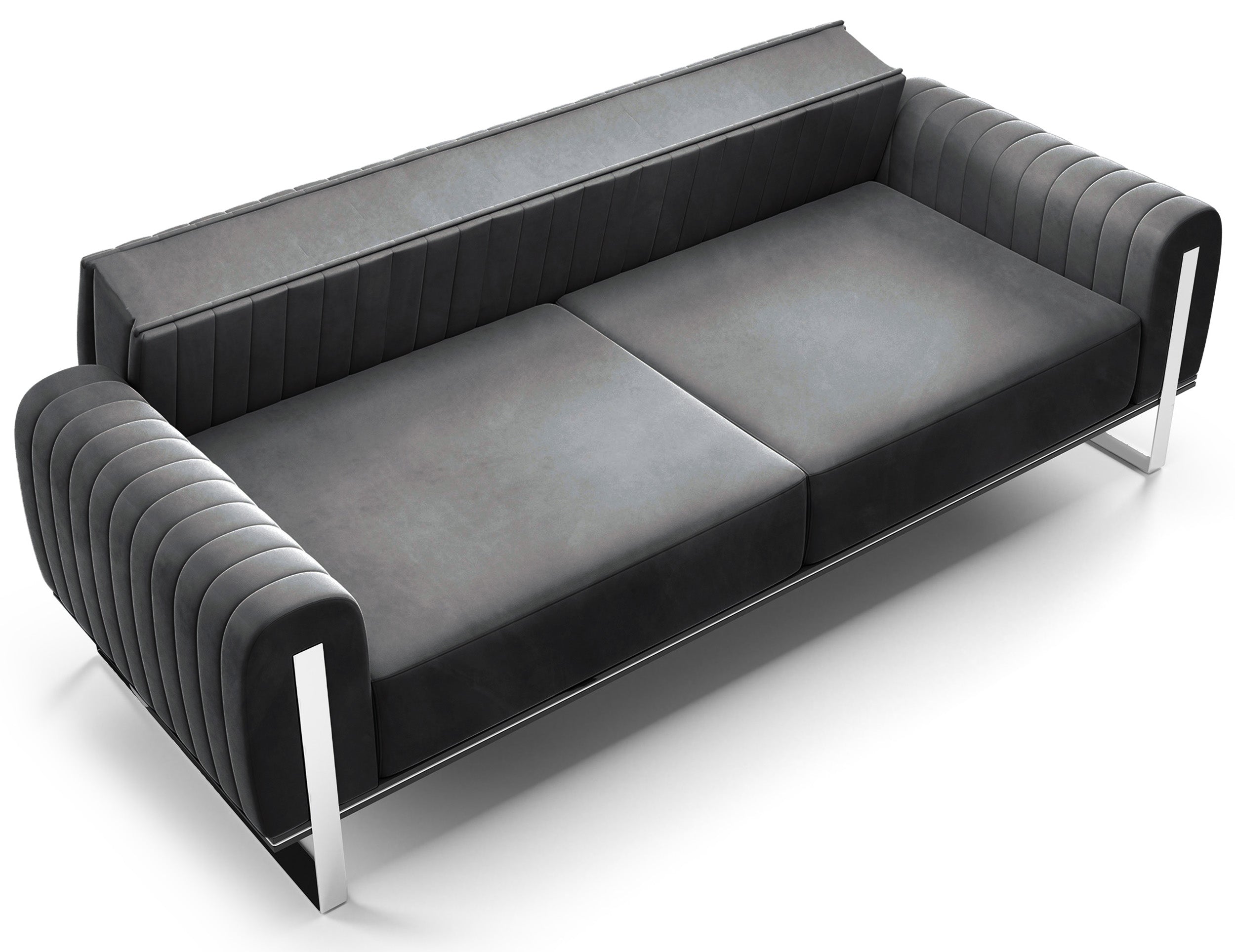 selsey-parissa-3-sitzer-sofa-dunkelgrauer-samt-mit-chrombeinen image 5