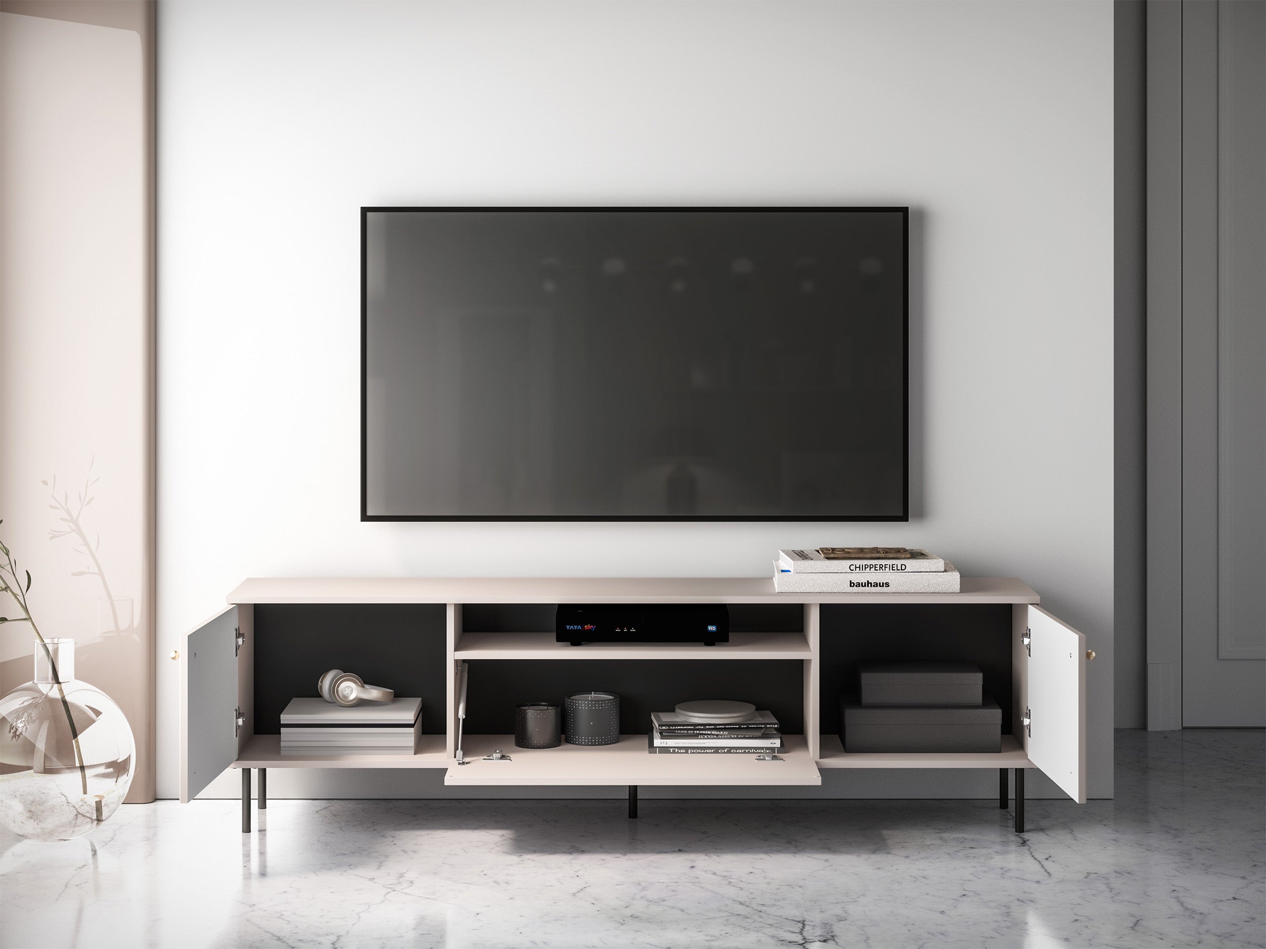 selsey-caletto-zweit-rige-tv-kommode-180-cm-mit-klappe-regal-lamellen-kaschmir image 4