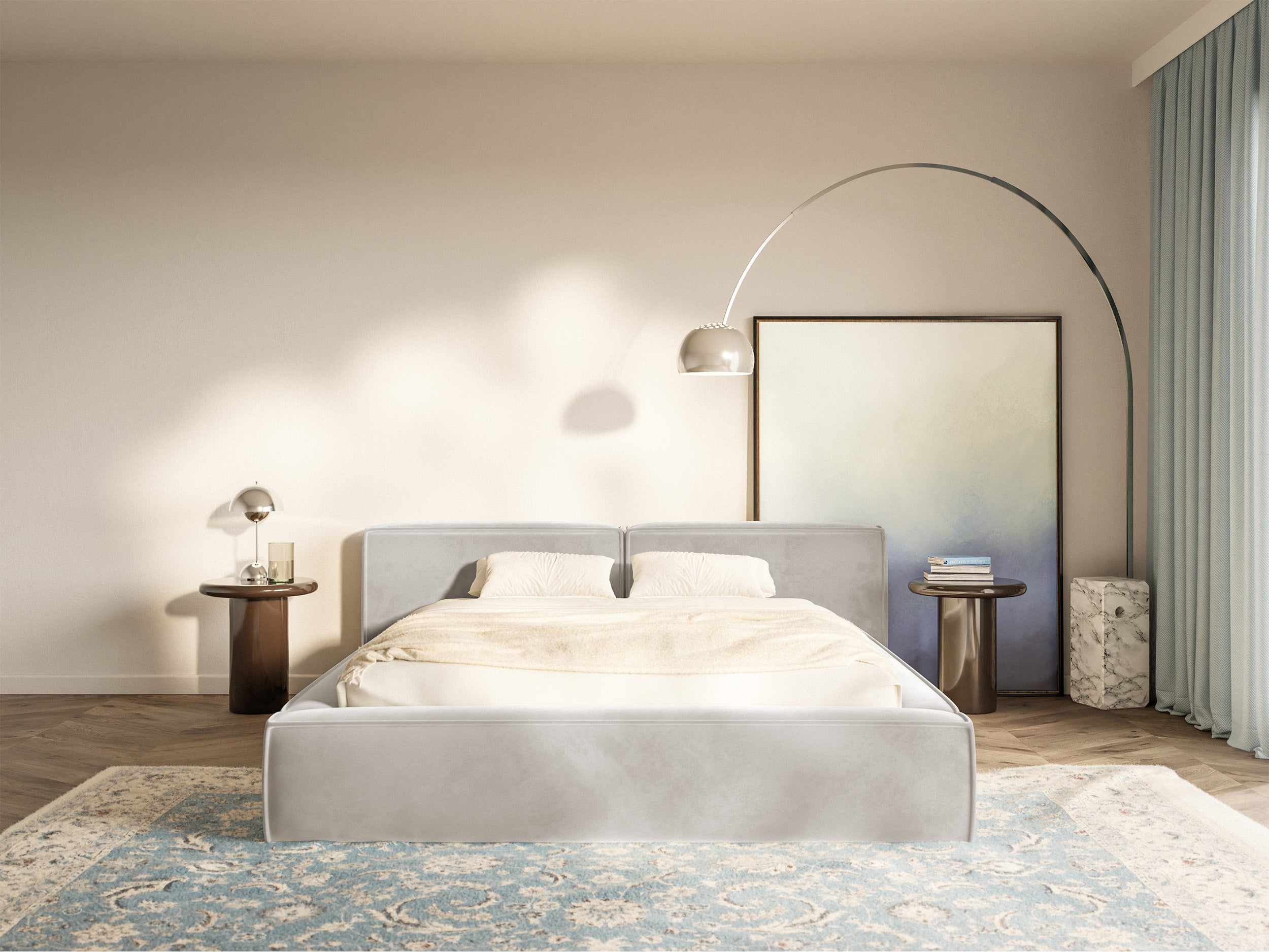 selsey-tilves-low-polsterbett-140x200-cm-mit-bettkasten-grau-beige-samt image 3