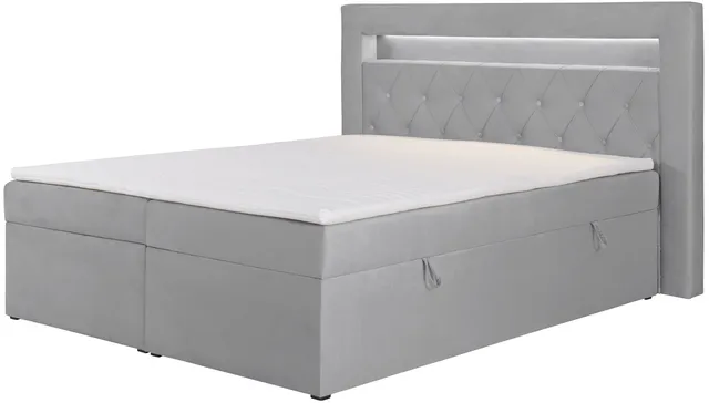selsey-goldess-kontinentalbett-140x200-cm-grauer-samt-mit-stauraum-und-led-beleu image 1