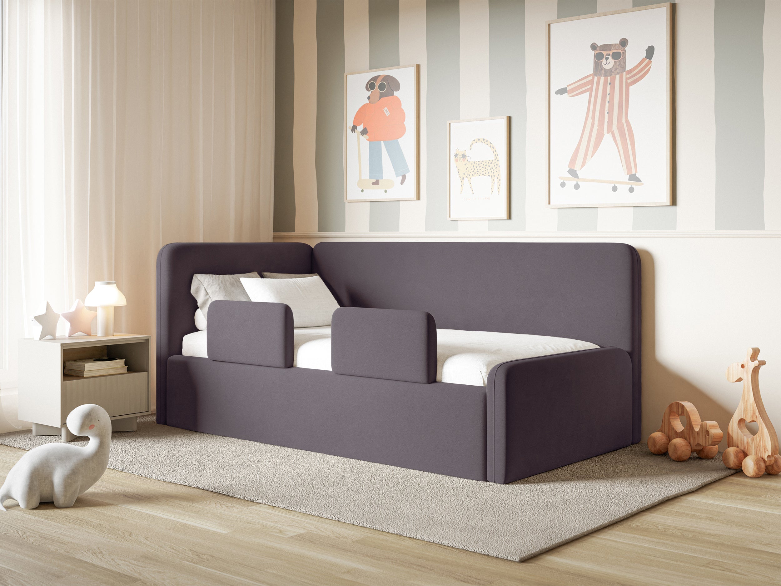 selsey-fanklo-jugendbett-90x200-cm-links-violett-velours-mit-matratze image 2
