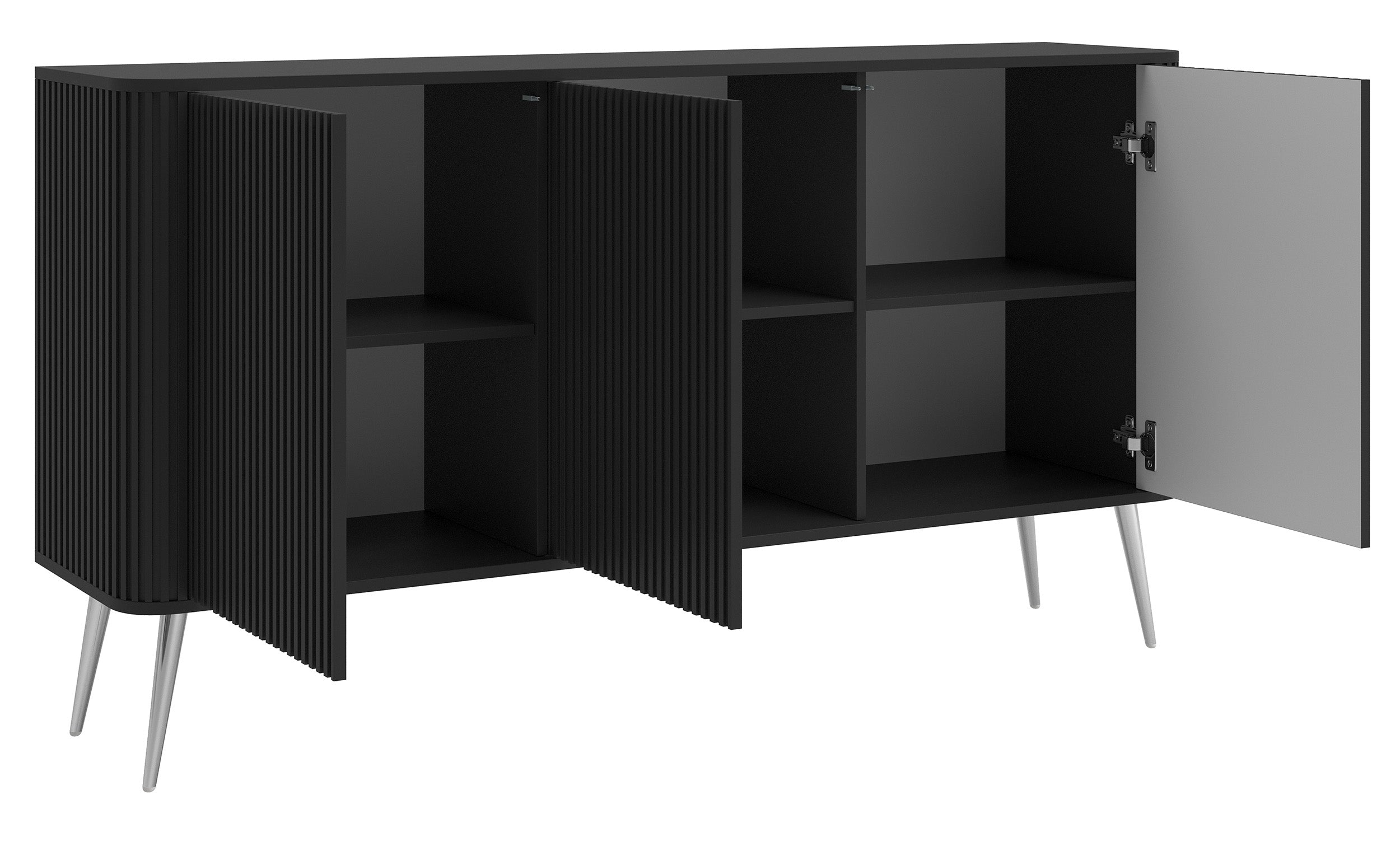 selsey-ovarlo-kommode-mit-3-t-ren-163-cm-schwarz-mit-silbernen-beinen image 6