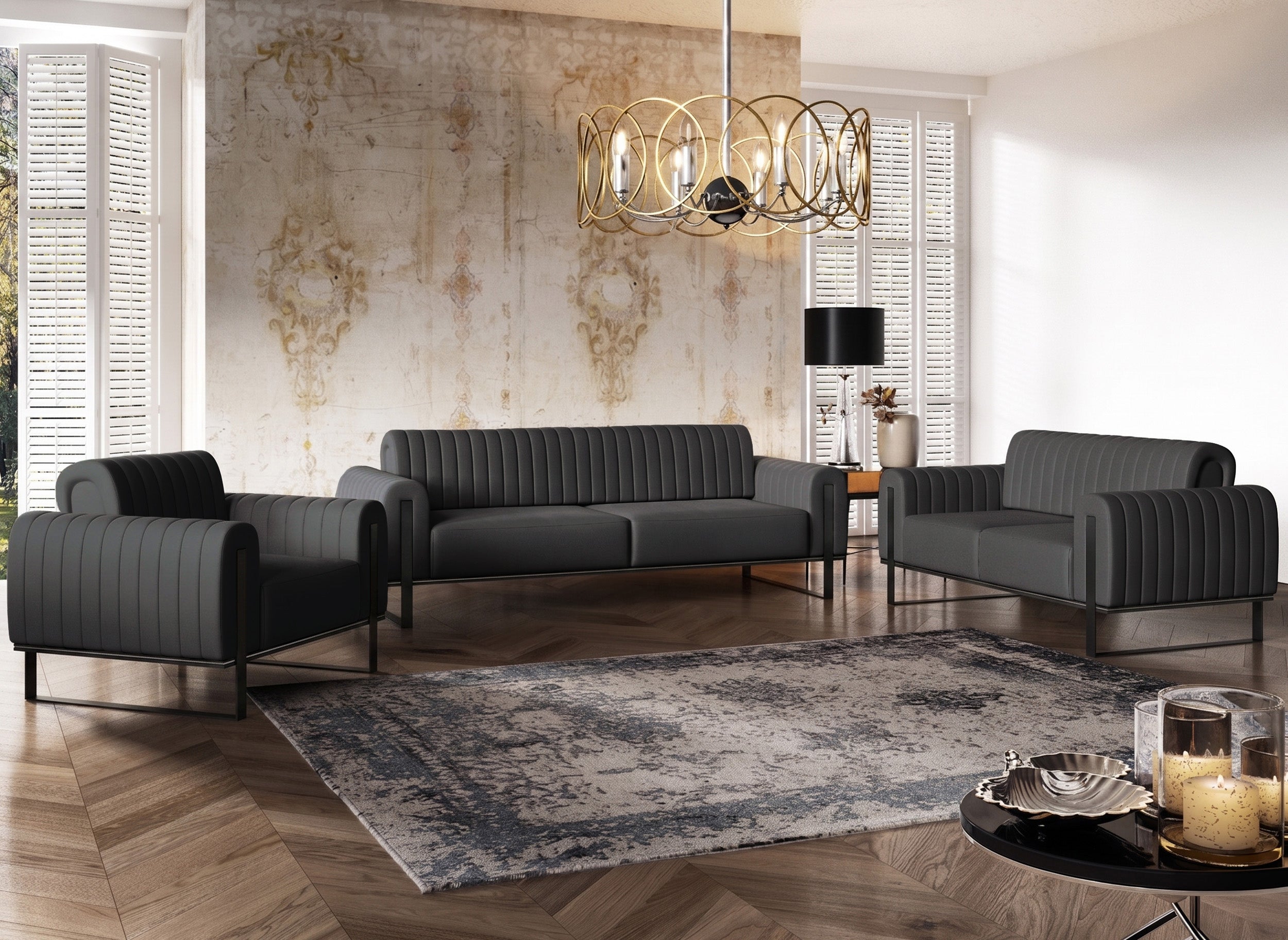 selsey-parissa-dreisitziges-sofa-dunkelgrauer-samt-schwarze-beine image 3