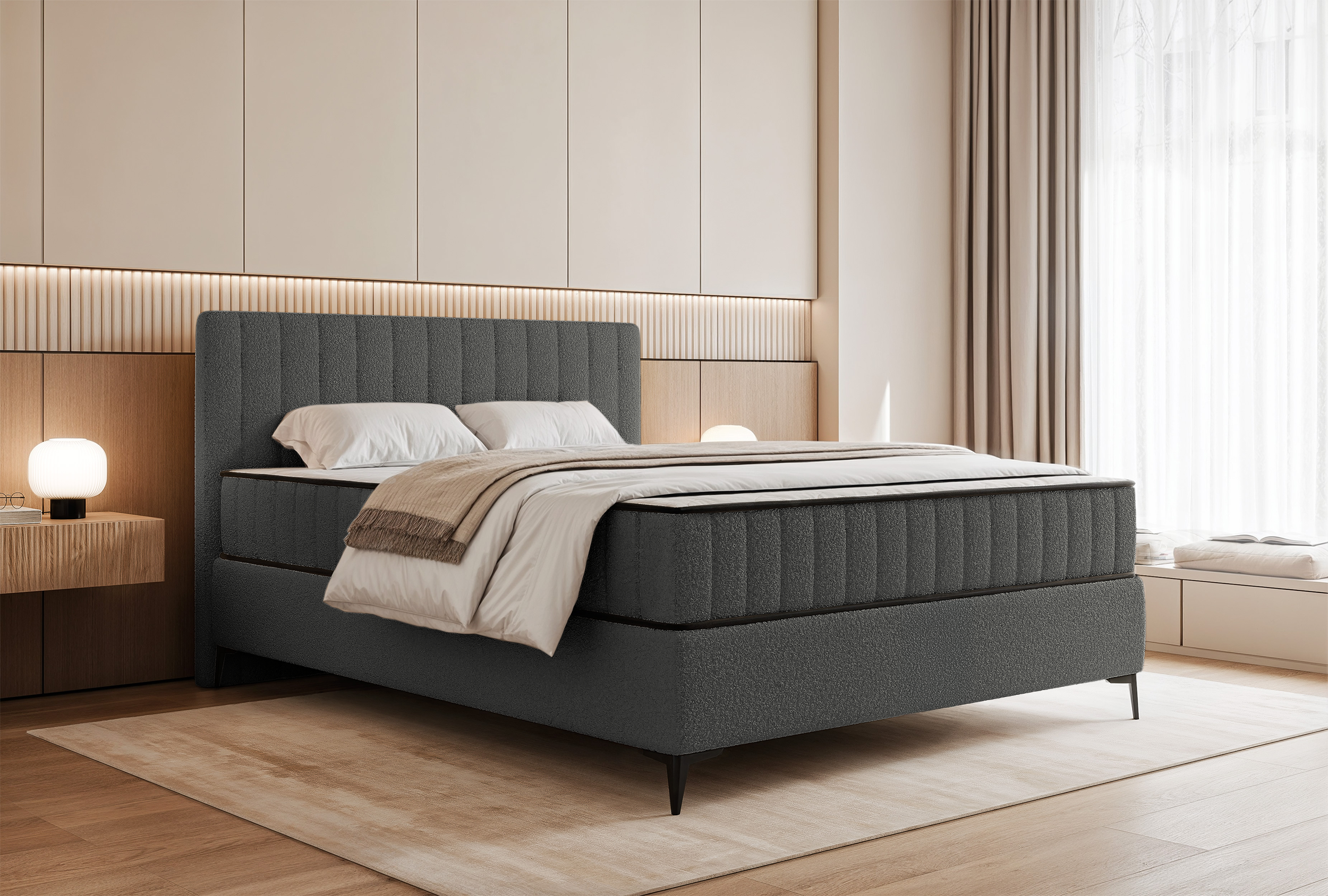 selsey-mufasso-kontinentales-bett-140x200-cm-mit-stauraum-dunkelgrauer-boucl image 2