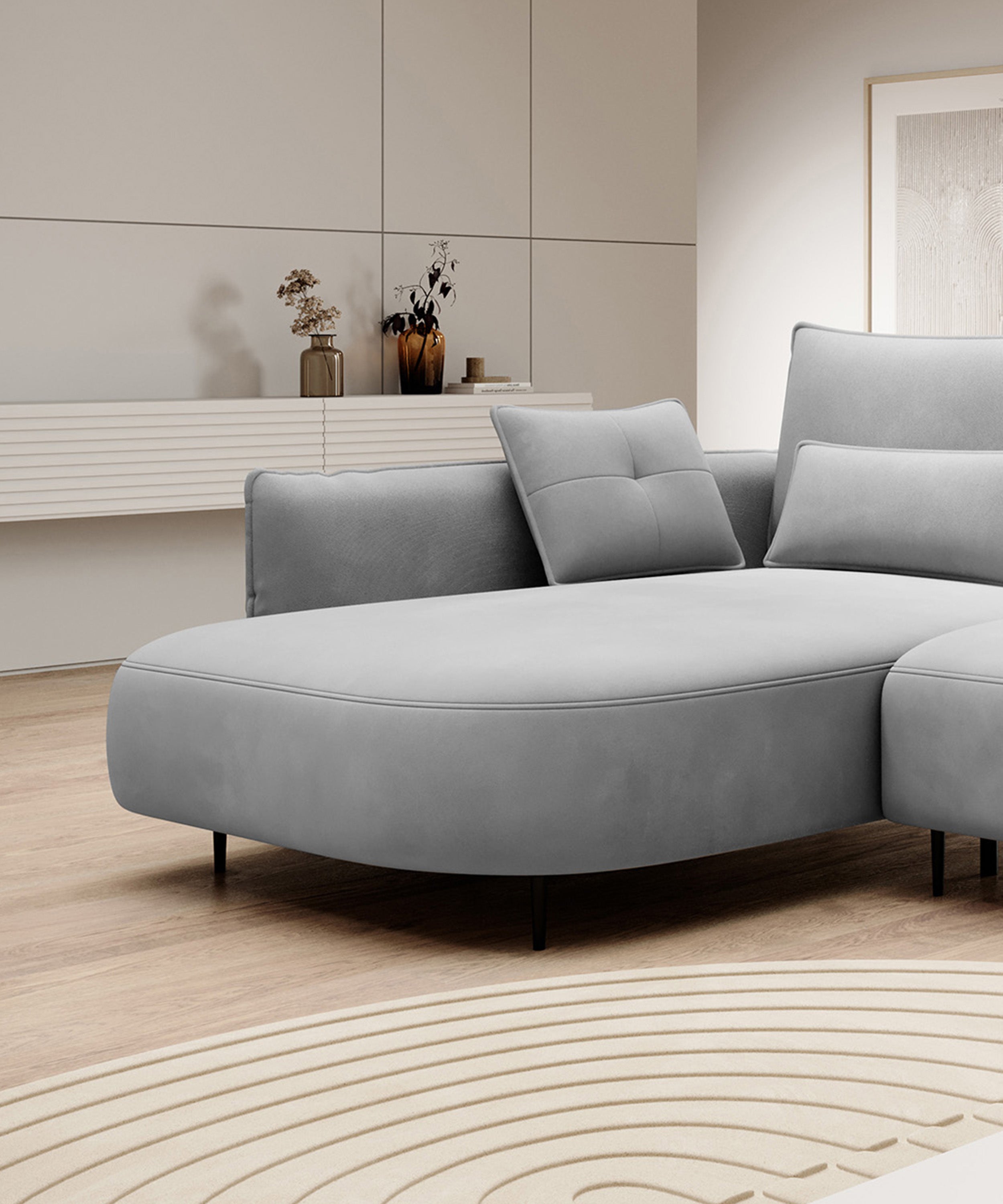 selsey-oblivio-ecksofa-l-links-mit-schlaffunktion-und-stauraum-grauer-samt image 3