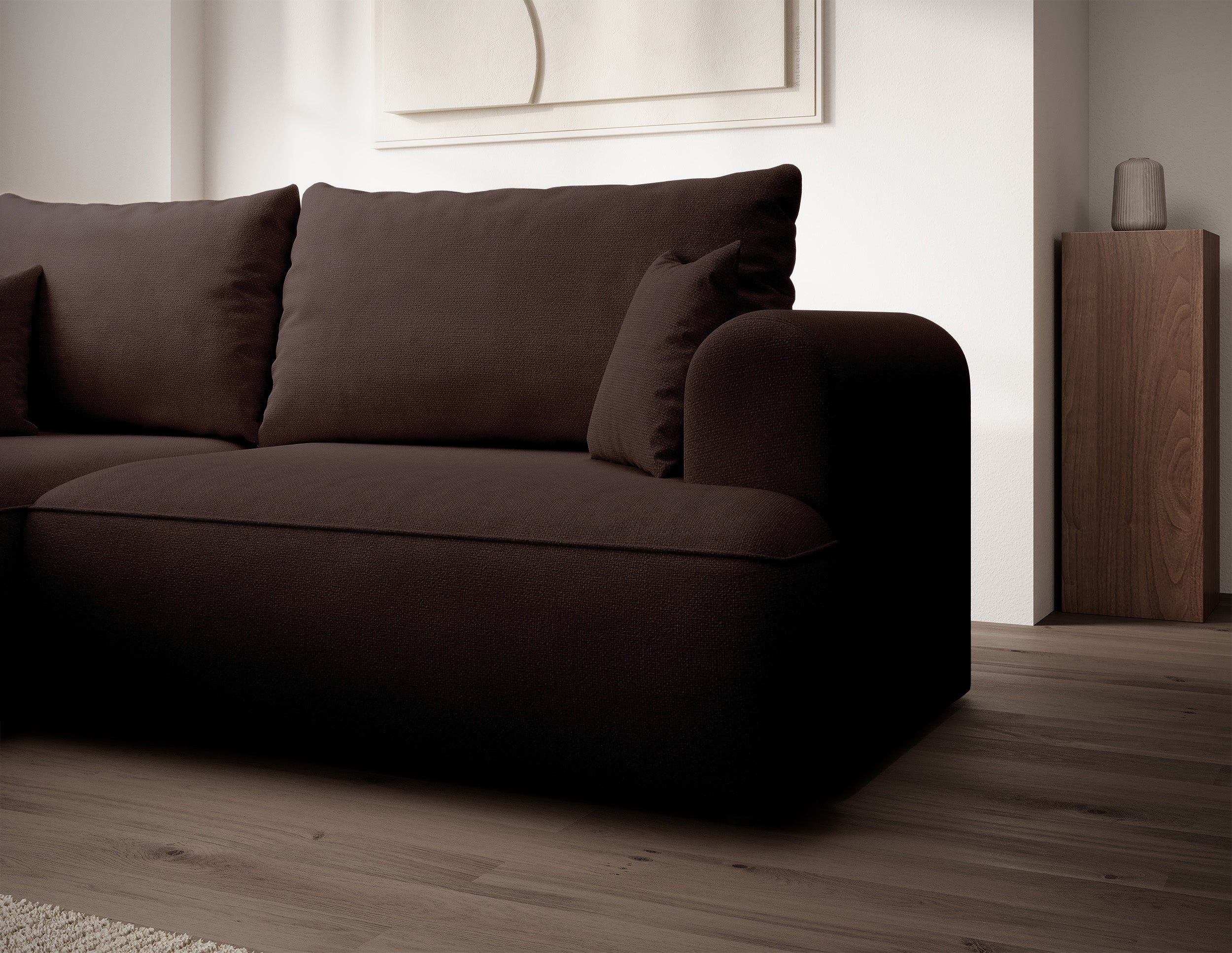 selsey-ovo-mini-ecksofa-mit-schlaffunktion-linksseitig-l-form-brauner-chenille image 4