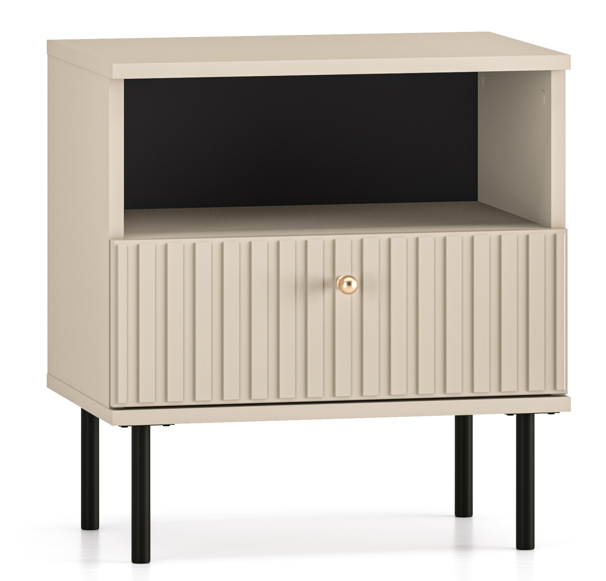 selsey-caletto-nachttisch-50-cm-mit-schublade-beige-mit-lamellen-goldener-griff image 1