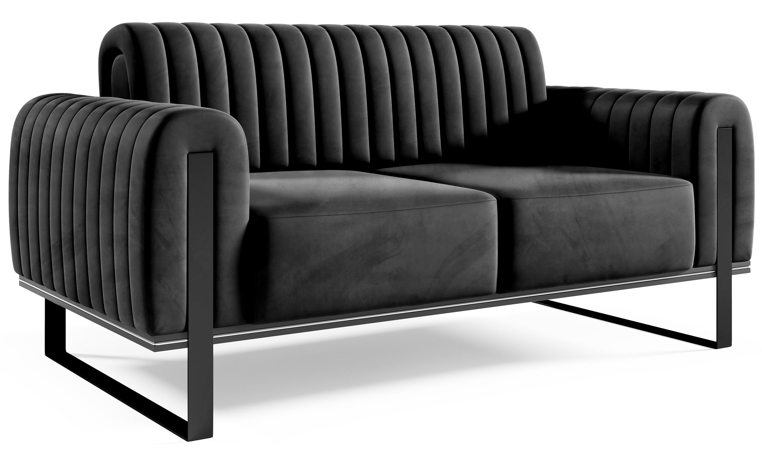 selsey-parissa-zweisitziges-sofa-schwarzer-samt-schwarze-beine image 4