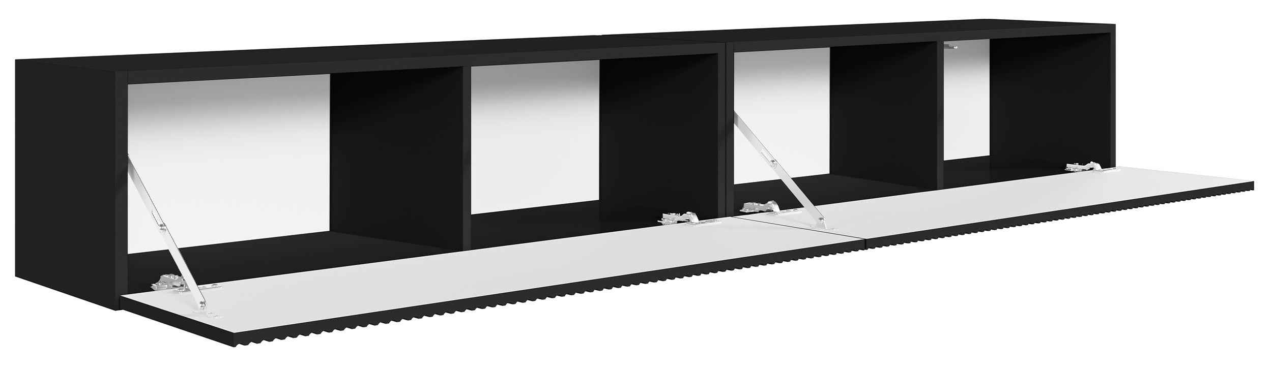 selsey-veldio-h-ngender-tv-schrank-200-cm-mit-2-t-ren-schwarz-gerillte-front image 2
